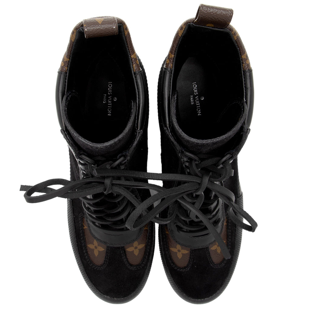 Louis Vuitton Monogram Canvas Suede LV Heart Laureate Boots - Size 8.5 / 38.5 (SHF-xIOxTH)