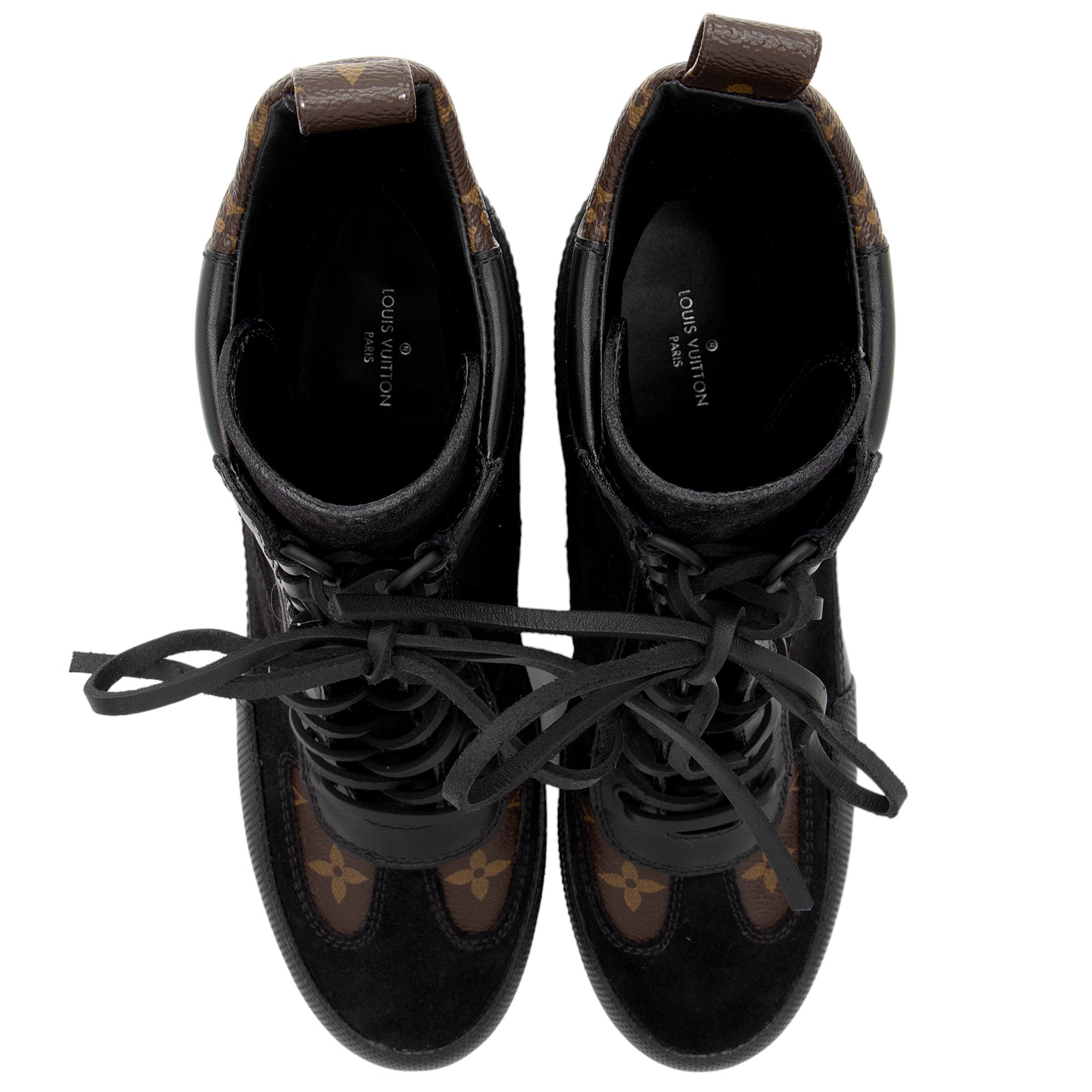 Louis Vuitton Monogram Canvas Suede LV Heart Laureate Boots - Size 8.5 / 38.5 (SHF-xIOxTH)