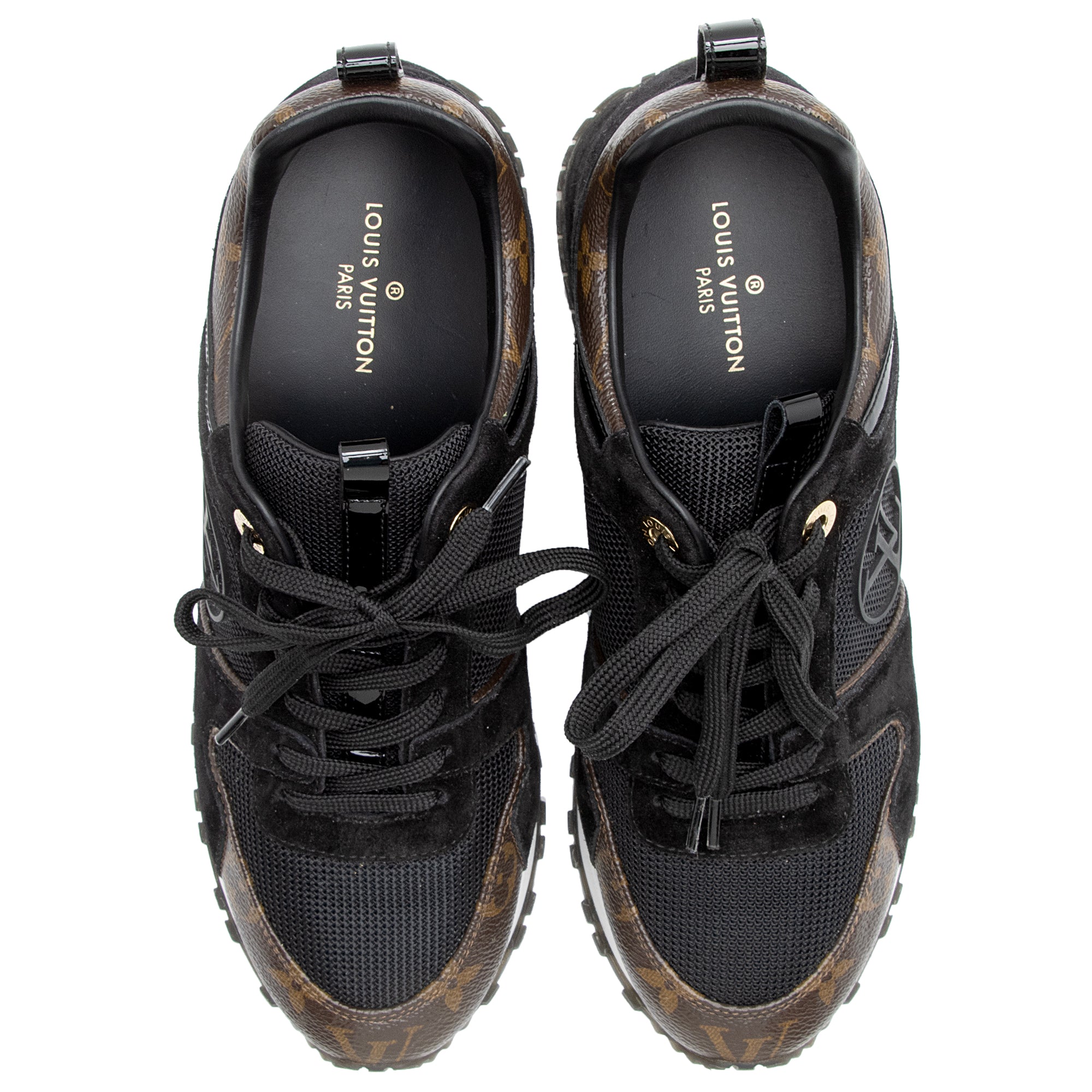 Louis Vuitton Monogram Canvas Suede Run Away Sneakers - Size 7.5 / 37.5 (SHF-22978)