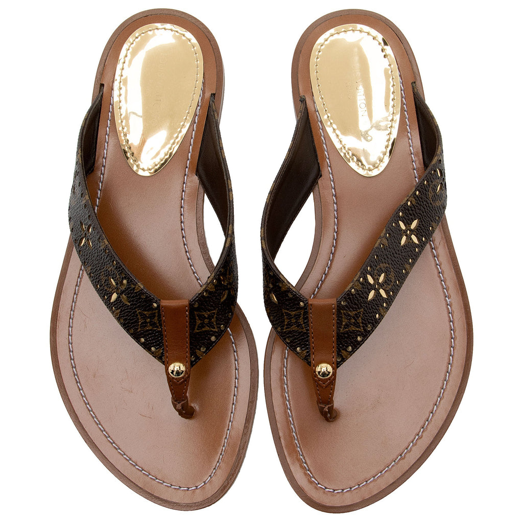 Louis Vuitton Monogram Canvas Sunny Flat Thong Sandals - Size 7 / 37 (SHF-CuNZlJ)