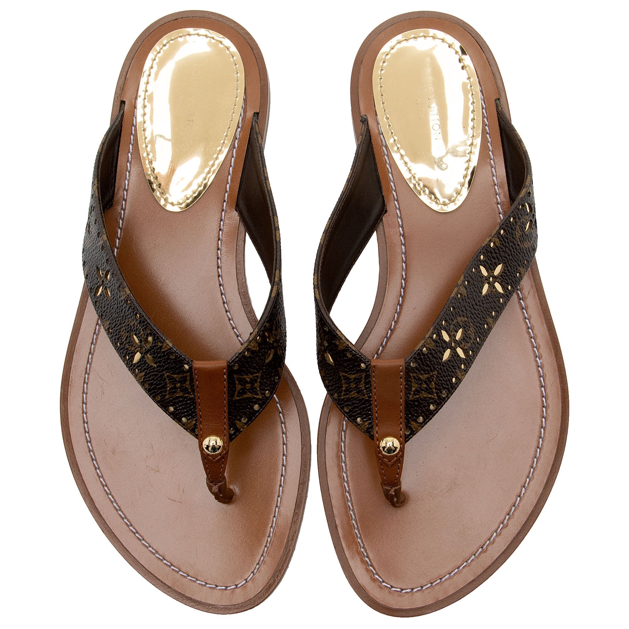 Louis Vuitton Monogram Canvas Sunny Flat Thong Sandals - Size 7 / 37 (SHF-CuNZlJ)
