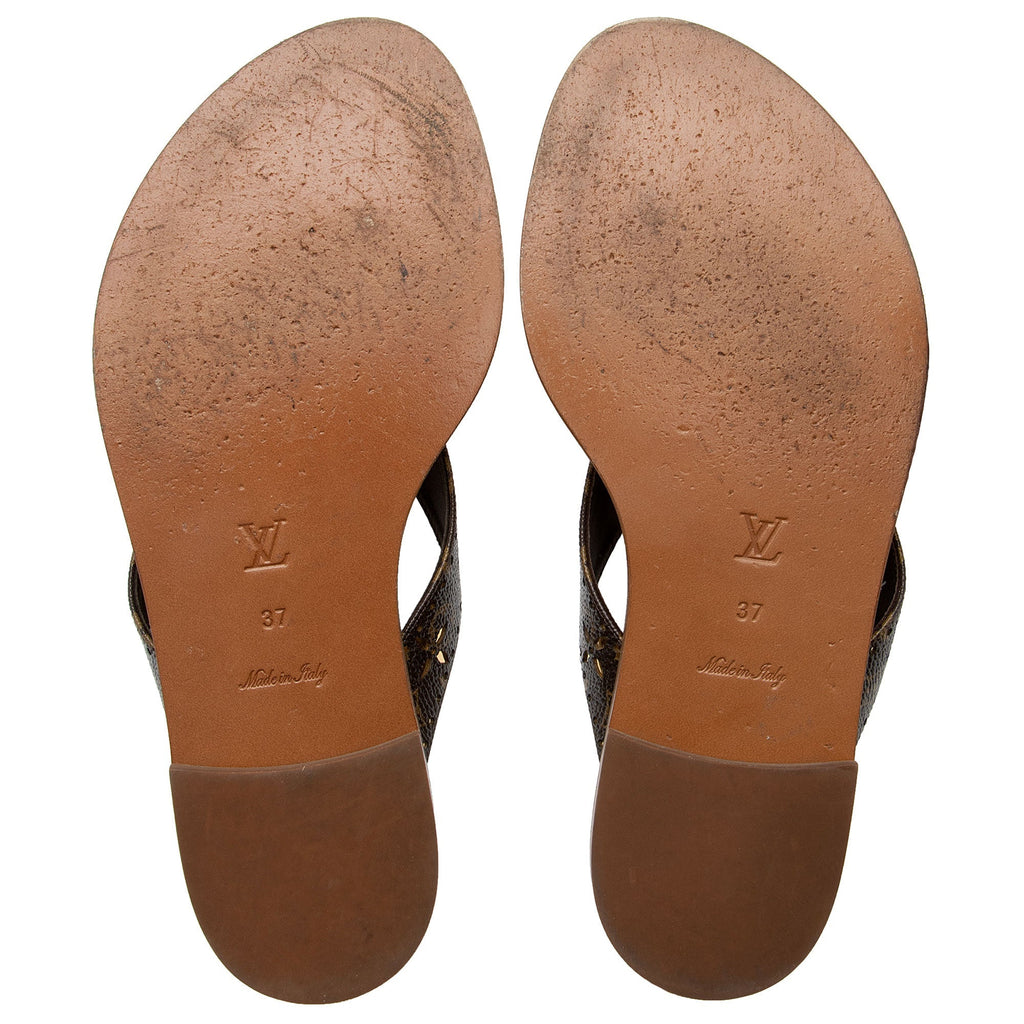 Louis Vuitton Monogram Canvas Sunny Flat Thong Sandals - Size 7 / 37 (SHF-CuNZlJ)
