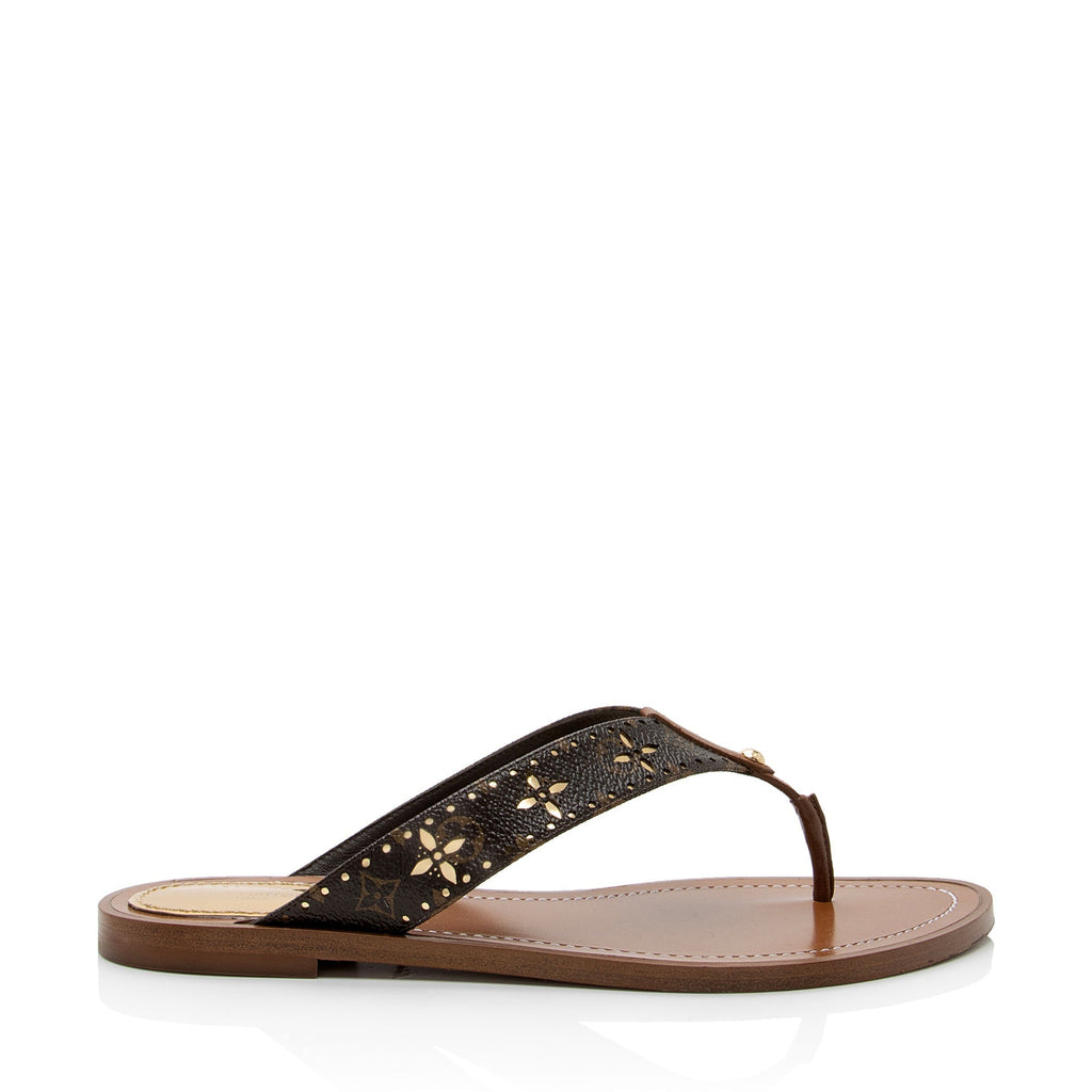 Louis Vuitton Monogram Canvas Sunny Flat Thong Sandals - Size 7 / 37 (SHF-CuNZlJ)