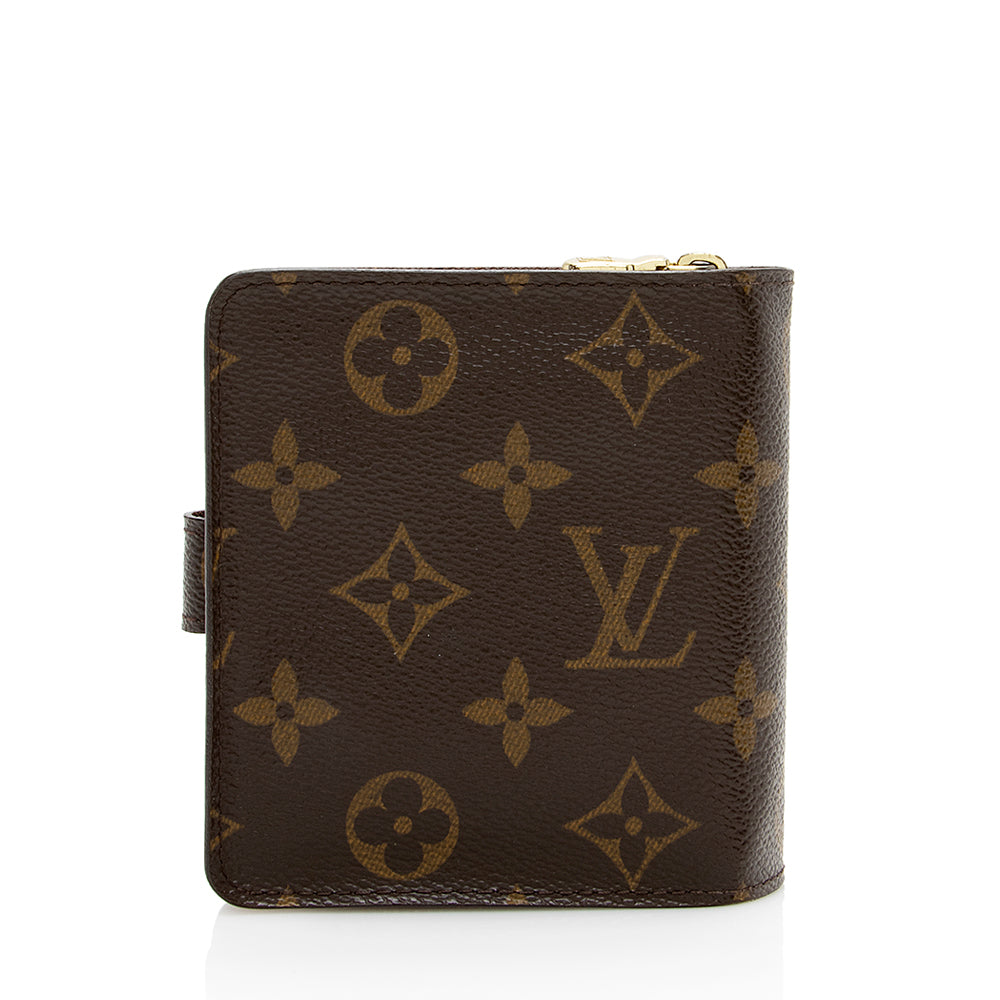 Louis Vuitton Monogram Canvas Zipped Compact Wallet (SHF-15997)
