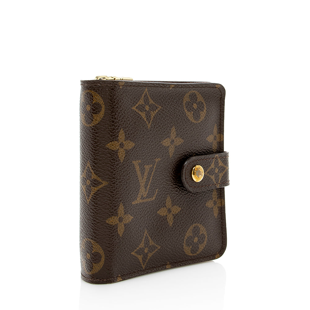 Louis Vuitton Monogram Canvas Zipped Compact Wallet (SHF-15997)
