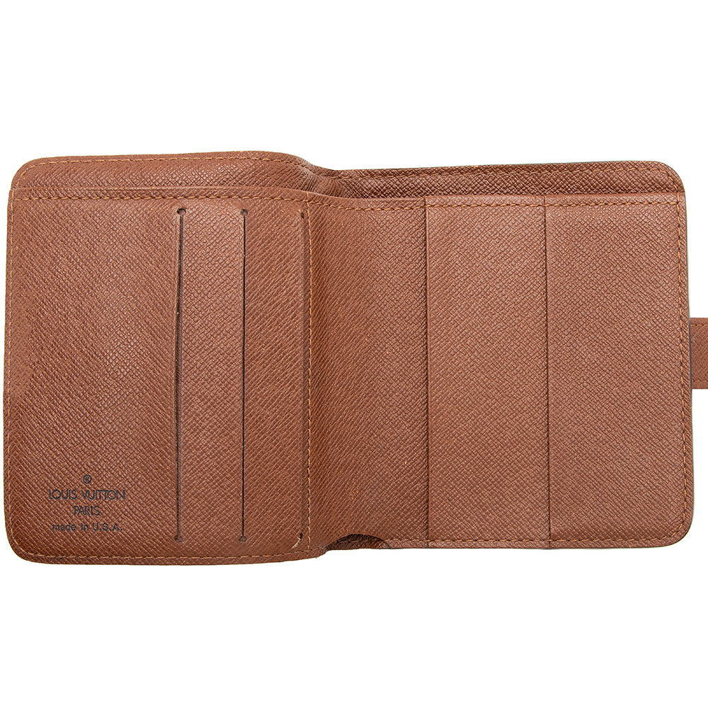 Louis Vuitton Monogram Canvas Zipped Compact Wallet (SHF-19780)