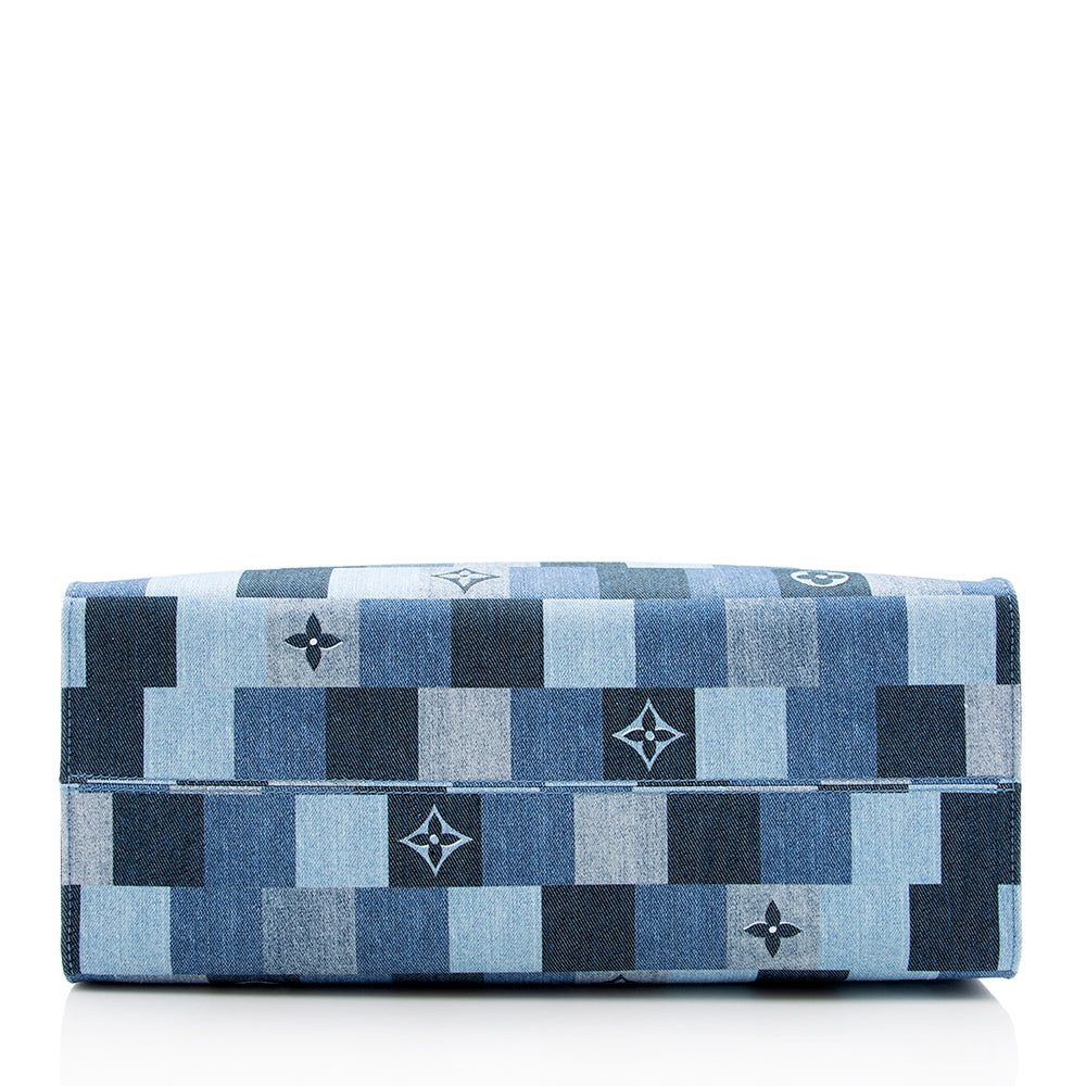 Louis Vuitton Monogram Damier Denim Onthego GM Tote (SHF-18892)