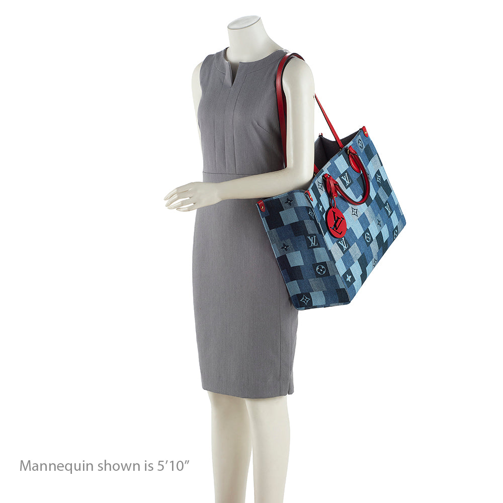 Louis Vuitton Monogram Damier Denim Onthego GM Tote (SHF-18892)