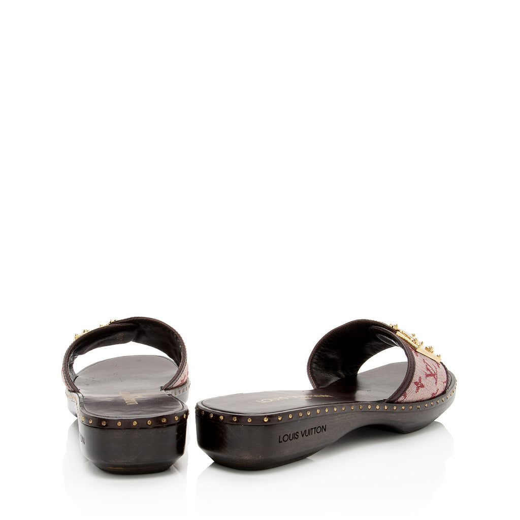 Louis Vuitton Monogram Denim Lock It Mule Sandals - Size 7.5 / 37.5 (SHF-hxmXWr)