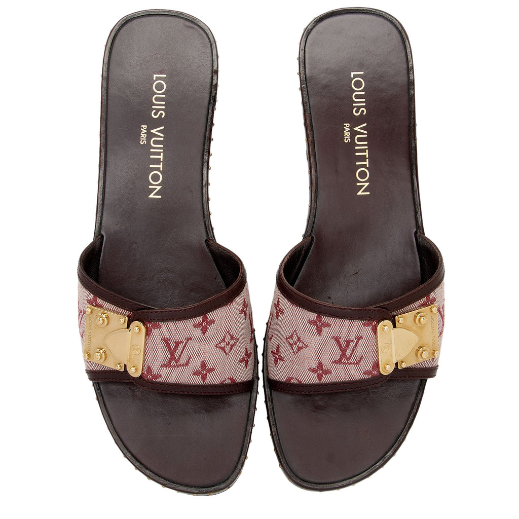 Louis Vuitton Monogram Denim Lock It Mule Sandals - Size 7.5 / 37.5 (SHF-hxmXWr)