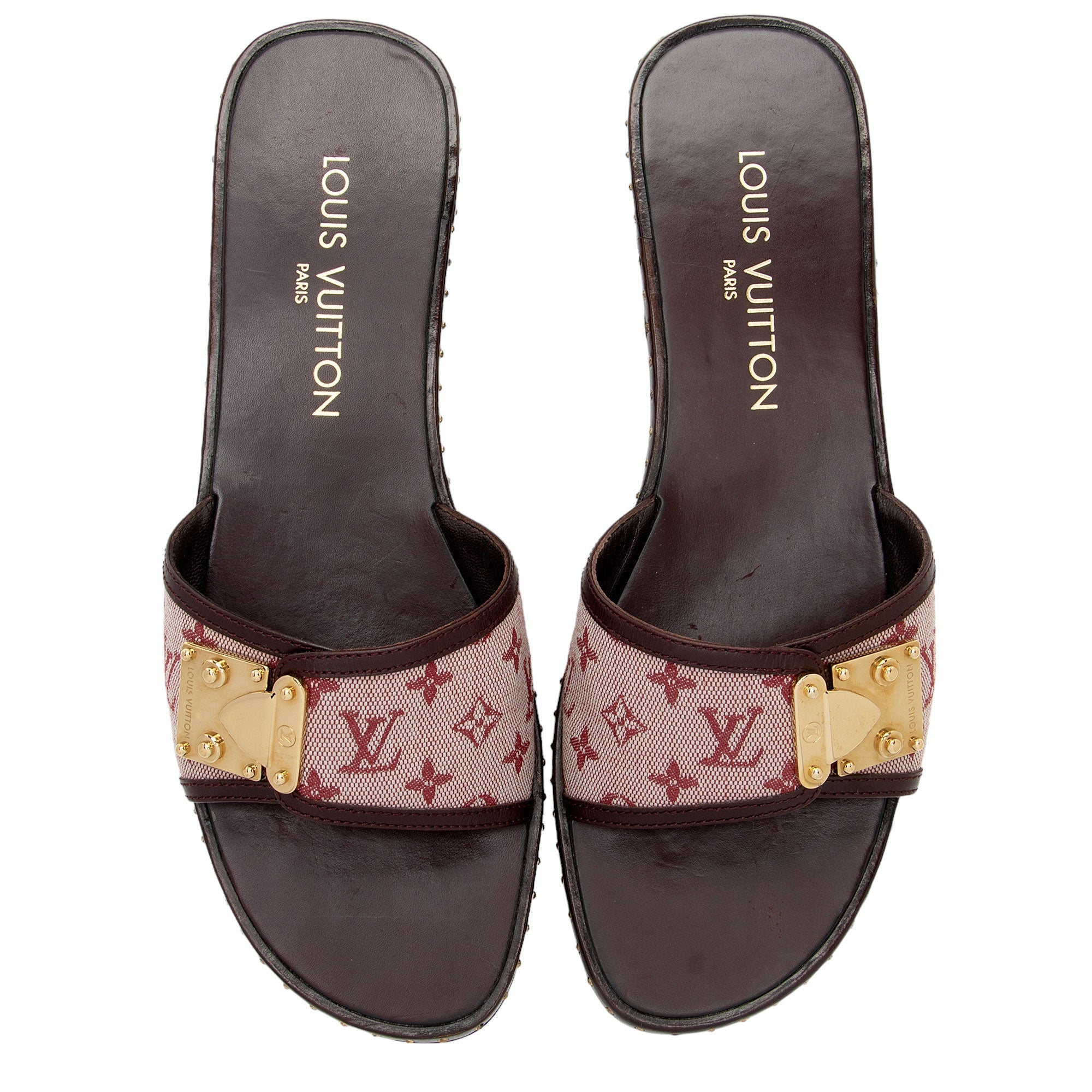 Louis Vuitton Monogram Denim Lock It Mule Sandals - Size 7.5 / 37.5 (SHF-hxmXWr)