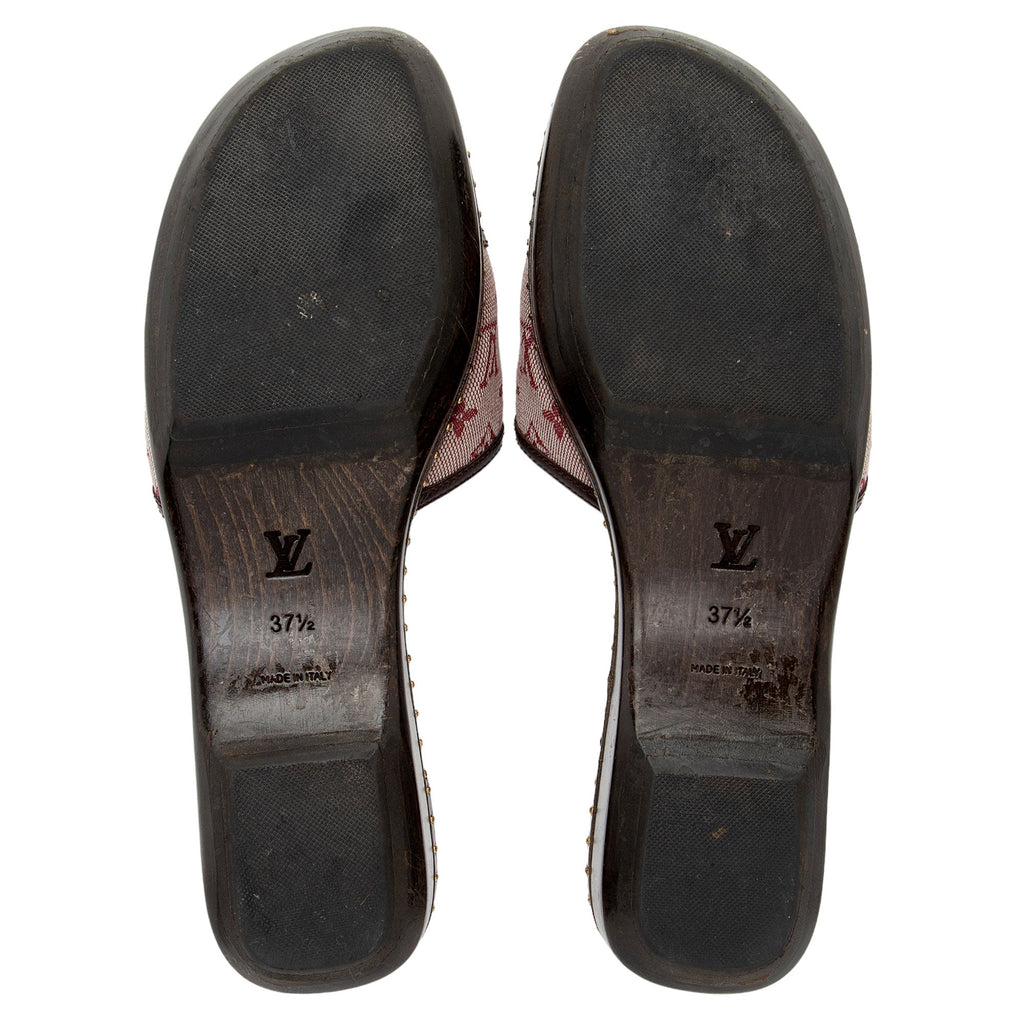Louis Vuitton Monogram Denim Lock It Mule Sandals - Size 7.5 / 37.5 (SHF-hxmXWr)