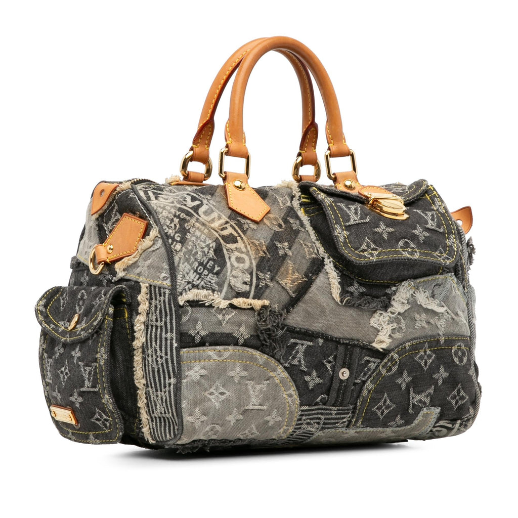 Louis Vuitton Monogram Denim Patchwork Speedy 30 (SHG-YfaOqi)