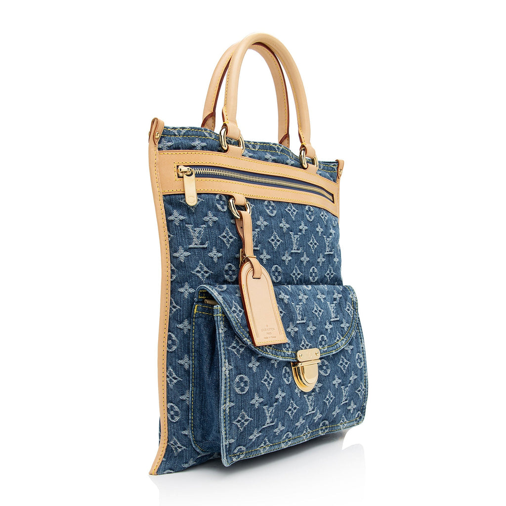 Louis Vuitton Monogram Denim Sac Plat Tote (SHF-mkC7Vd)