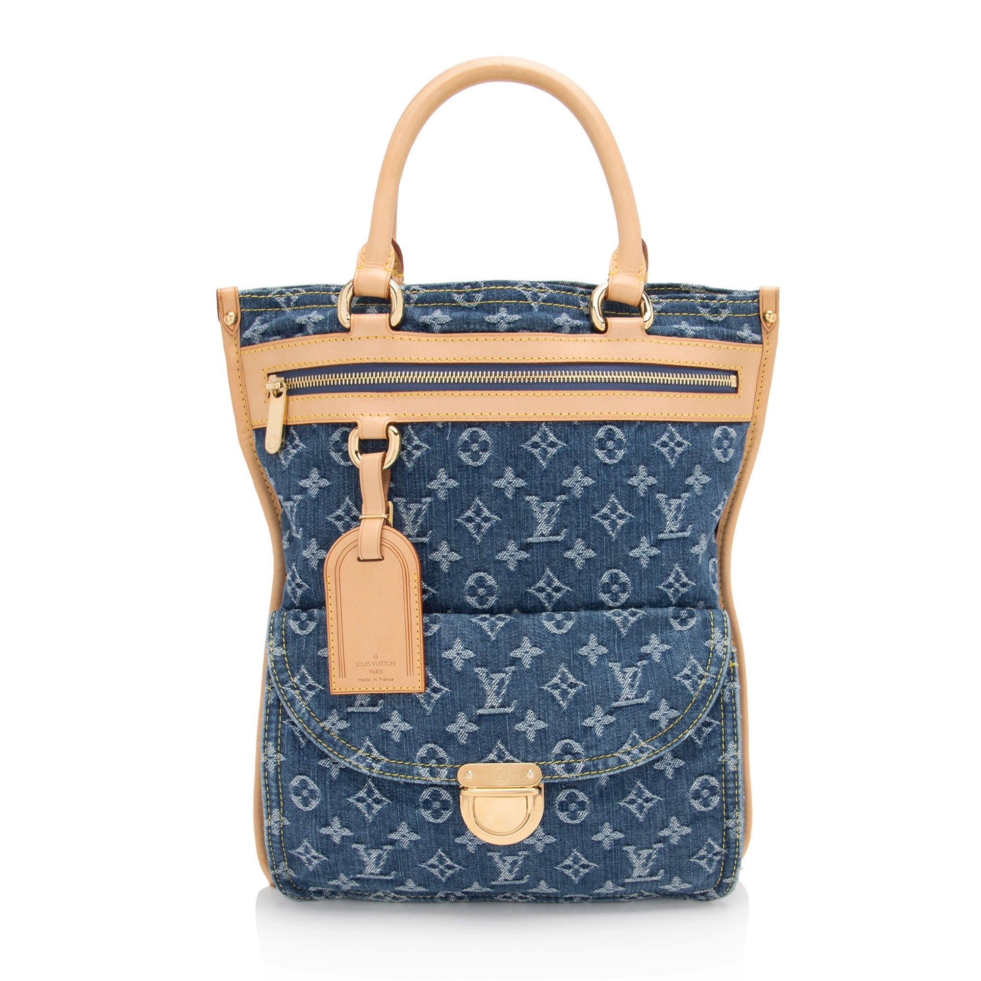 Louis Vuitton Monogram Denim Sac Plat Tote (SHF-6HsEei)
