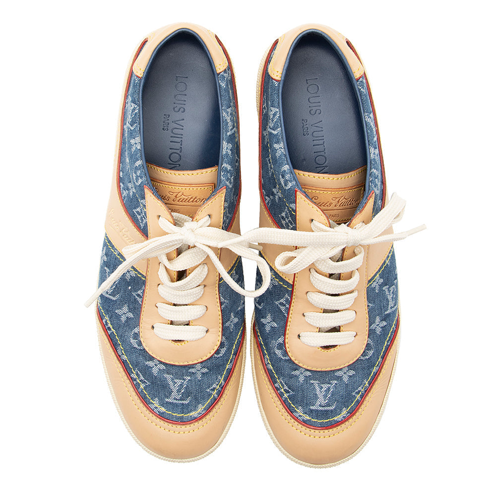 Louis Vuitton Monogram Denim Sneakers - Size 9 / 39 (SHF-21671)