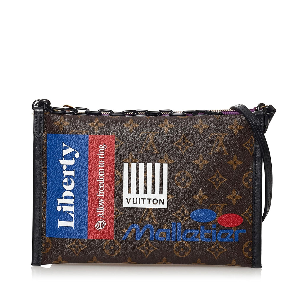 Louis Vuitton Monogram Double Flat Crossbody Bag (SHG-32846)