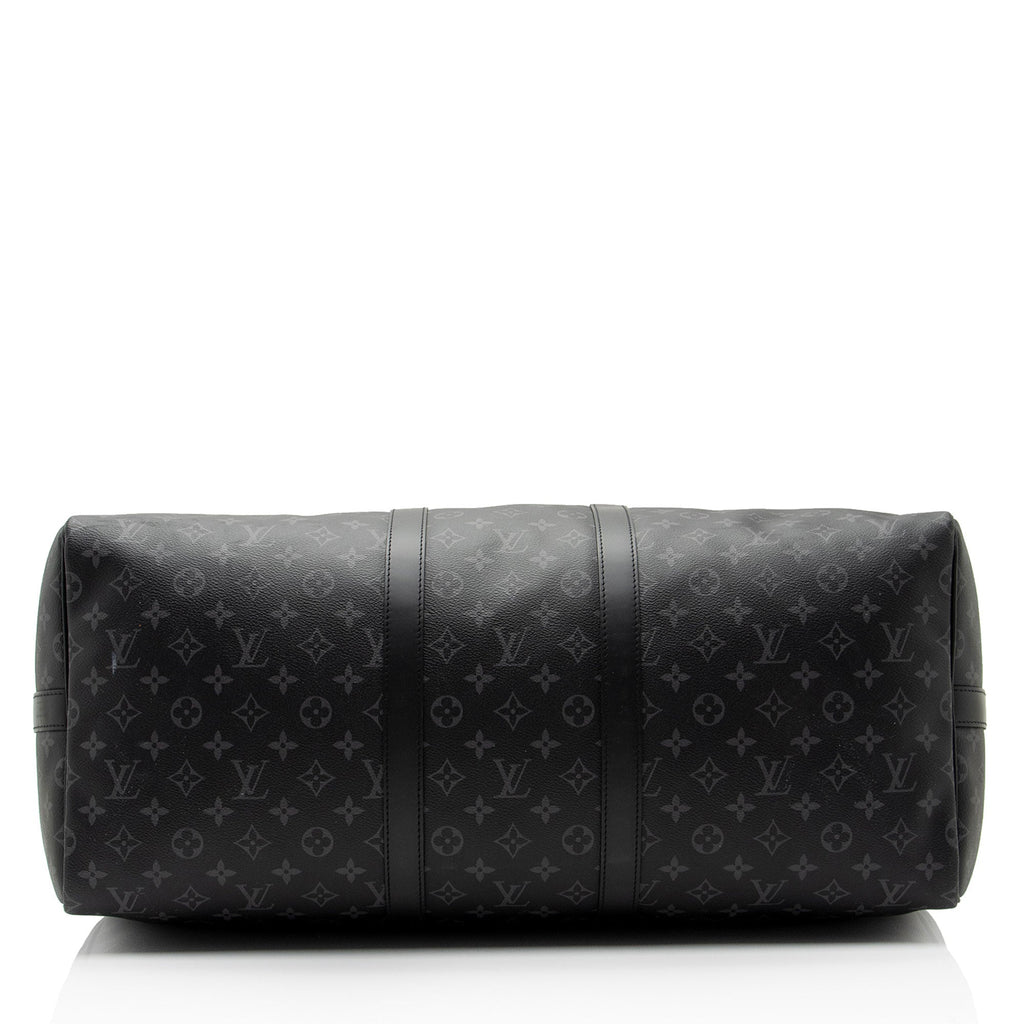 Louis Vuitton Monogram Eclipse Keepall 55 Bandouliere Duffle Bag (SHF-34JbTV)