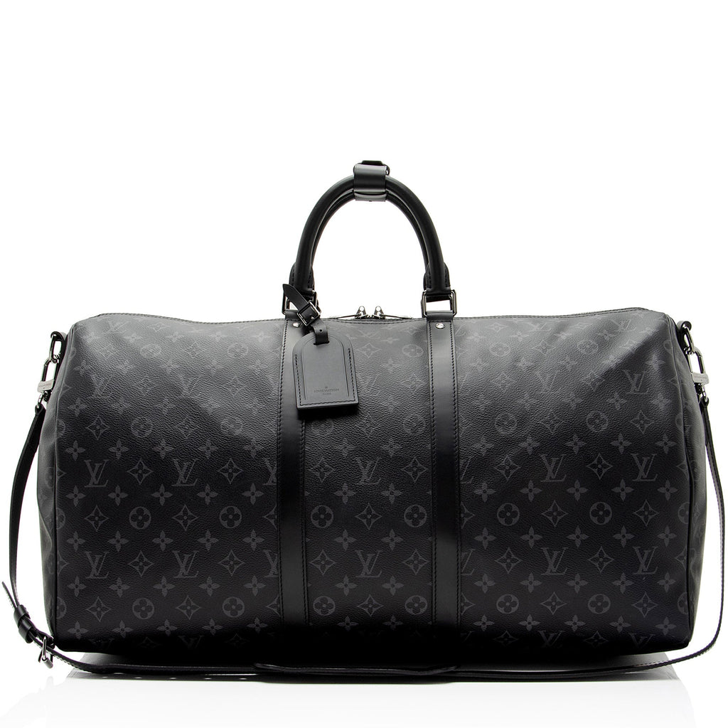 Louis Vuitton Monogram Eclipse Keepall 55 Bandouliere Duffle Bag (SHF-34JbTV)