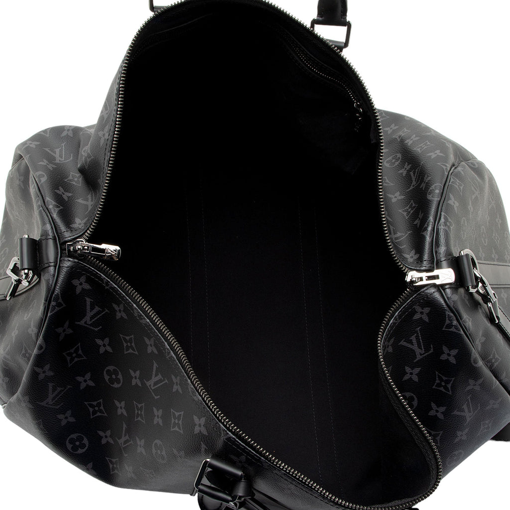 Louis Vuitton Monogram Eclipse Keepall 55 Bandouliere Duffle Bag (SHF-34JbTV)