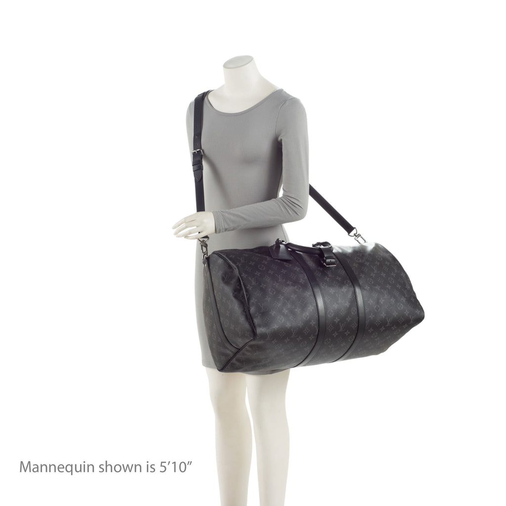 Louis Vuitton Monogram Eclipse Keepall 55 Bandouliere Duffle Bag (SHF-34JbTV)