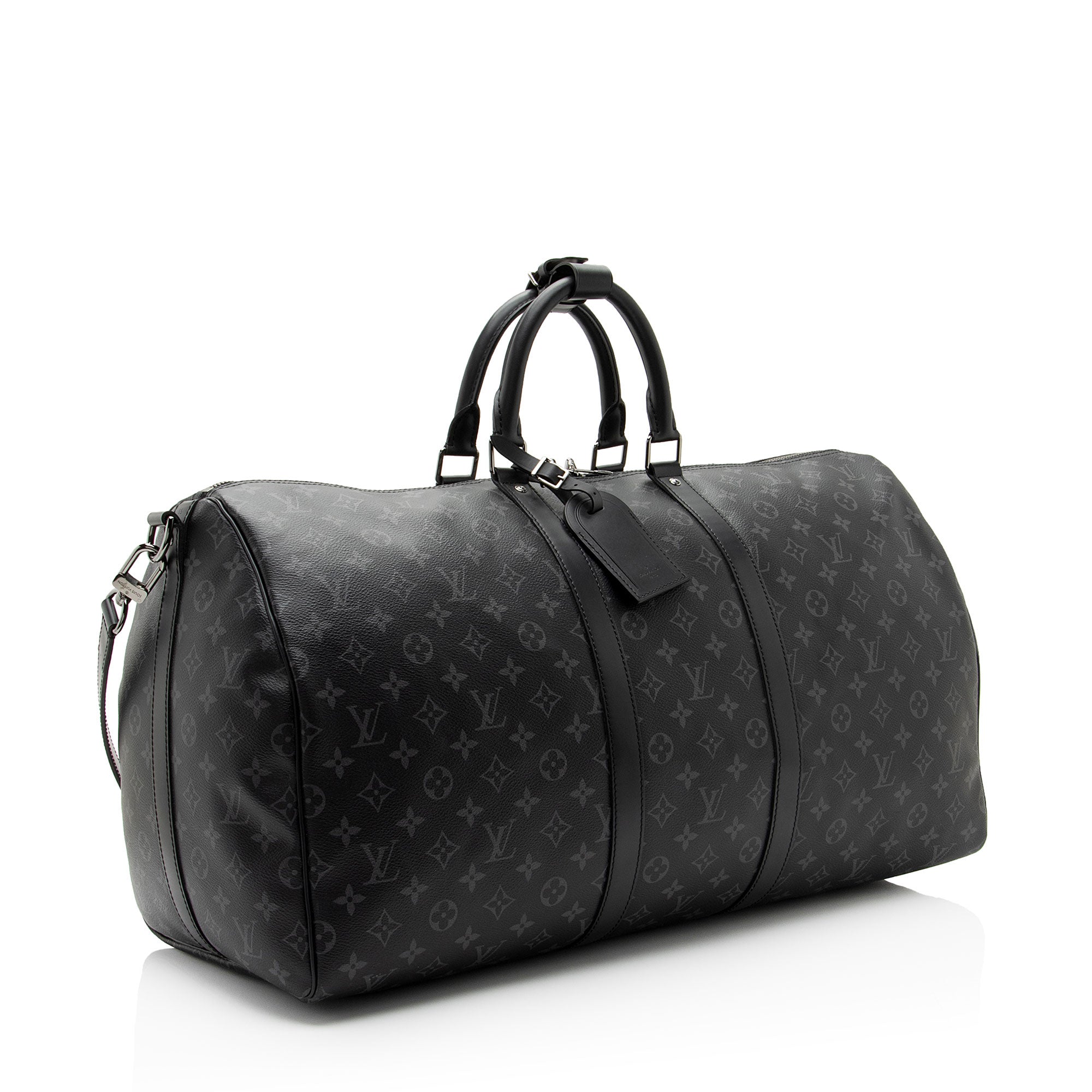 Louis Vuitton Monogram Eclipse Keepall 55 Bandouliere Duffle Bag (SHF-34JbTV)