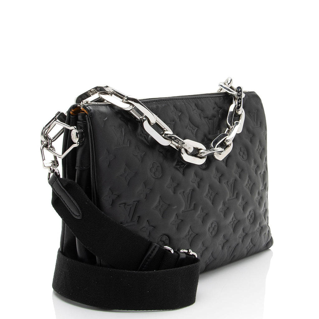 Louis Vuitton Monogram Embossed Lambskin Coussin MM Shoulder Bag (SHF-c3KGRN)