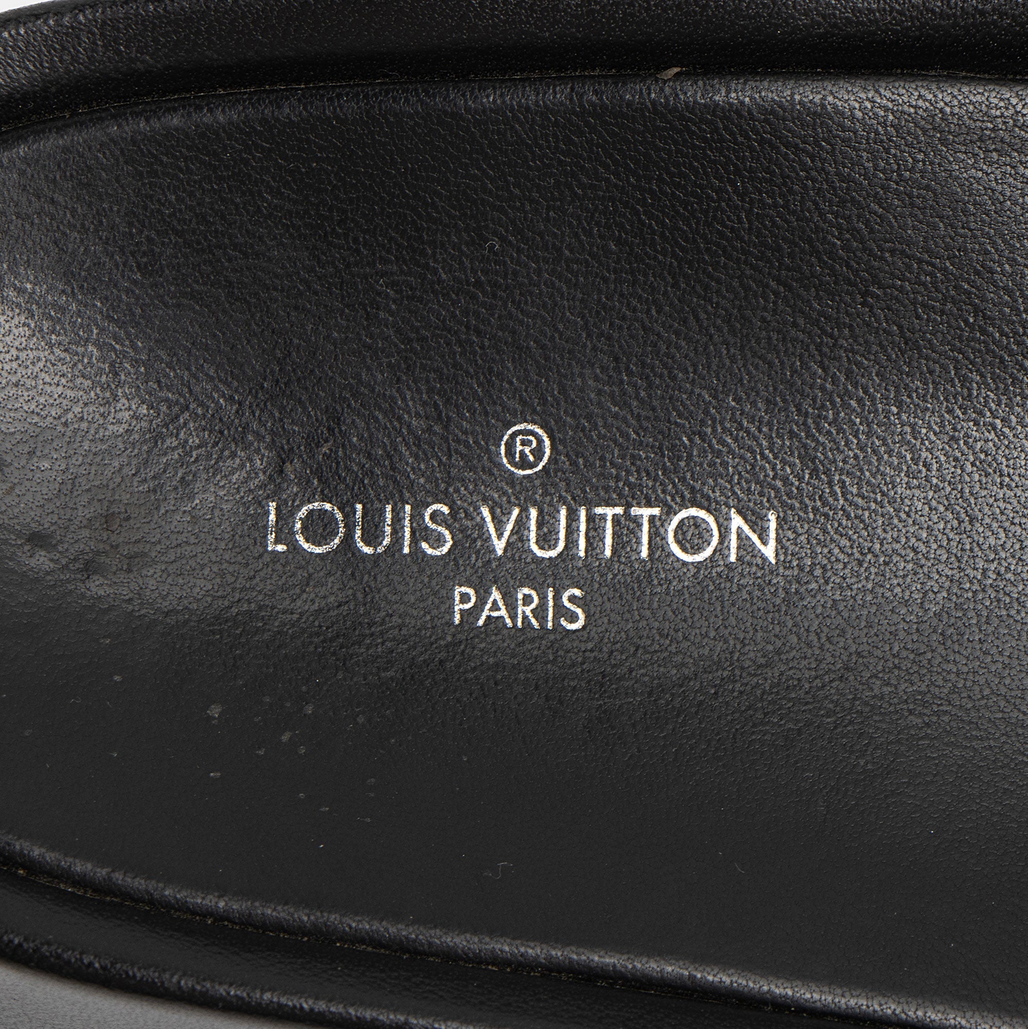 Louis Vuitton Monogram Embossed Lambskin Flatform Slide Sandals - Size 6 / 36