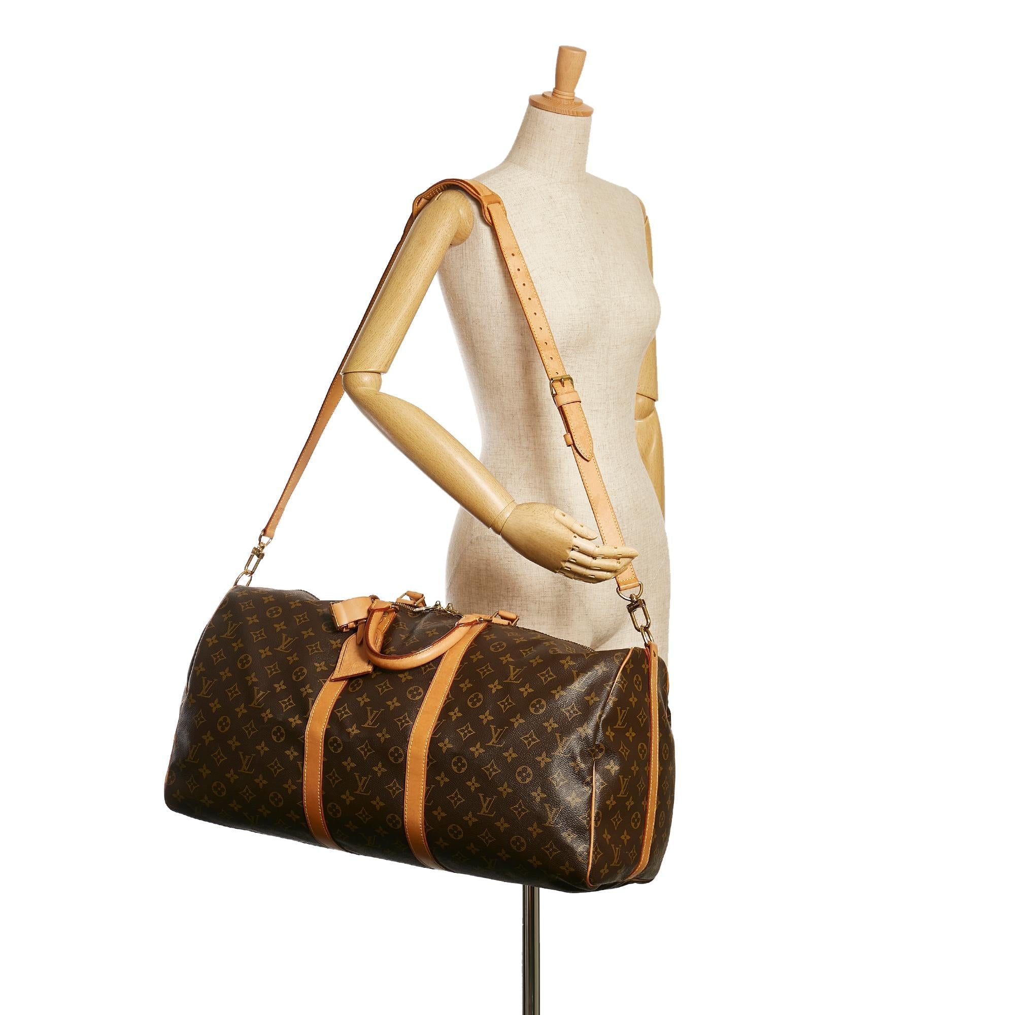 Louis Vuitton Monogram Keepall Bandouliere 55 (SHG-34911)