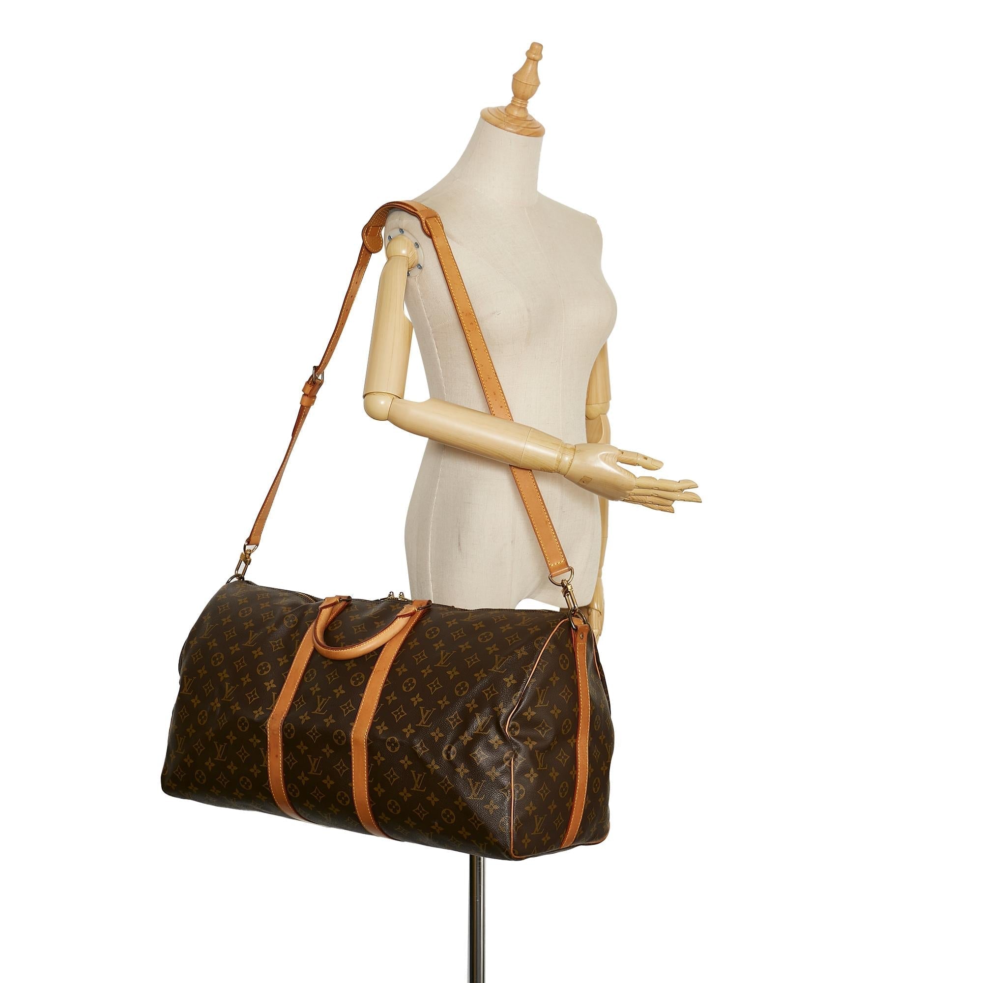 Louis Vuitton Monogram Keepall Bandouliere 55 (SHG-35915)