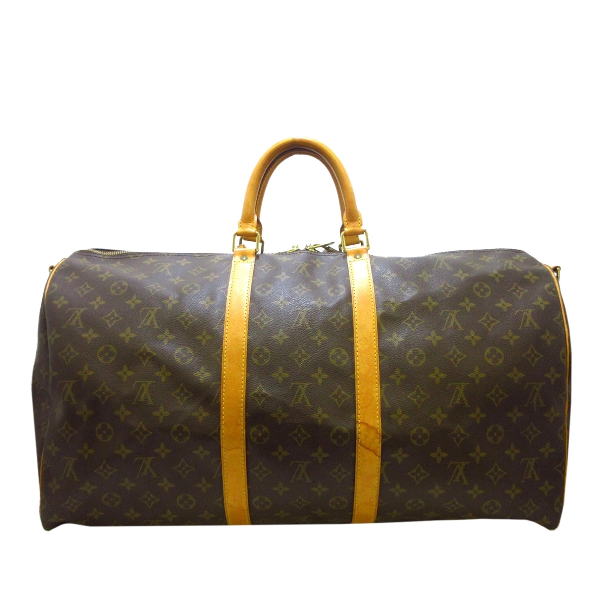 Louis Vuitton Monogram Keepall Bandouliere 55 (SHG-36013)