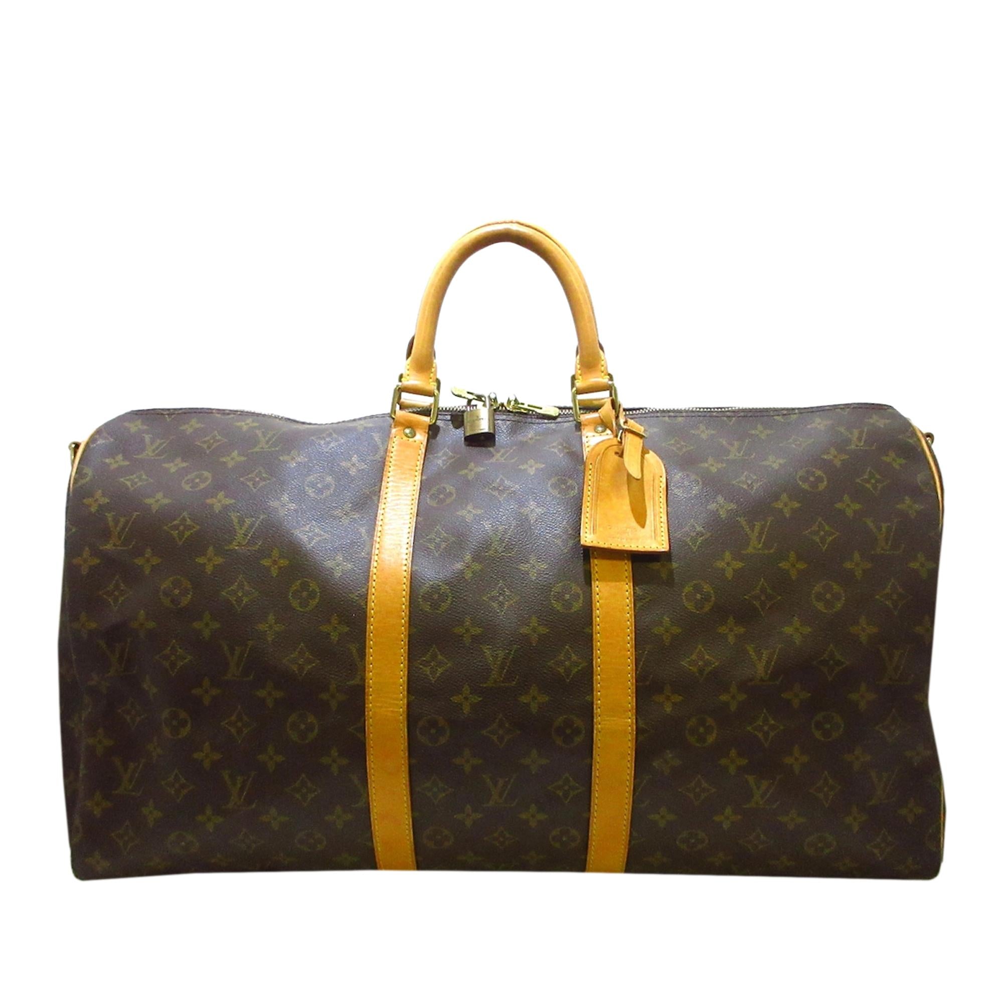 Louis Vuitton Monogram Keepall Bandouliere 55 (SHG-36013)