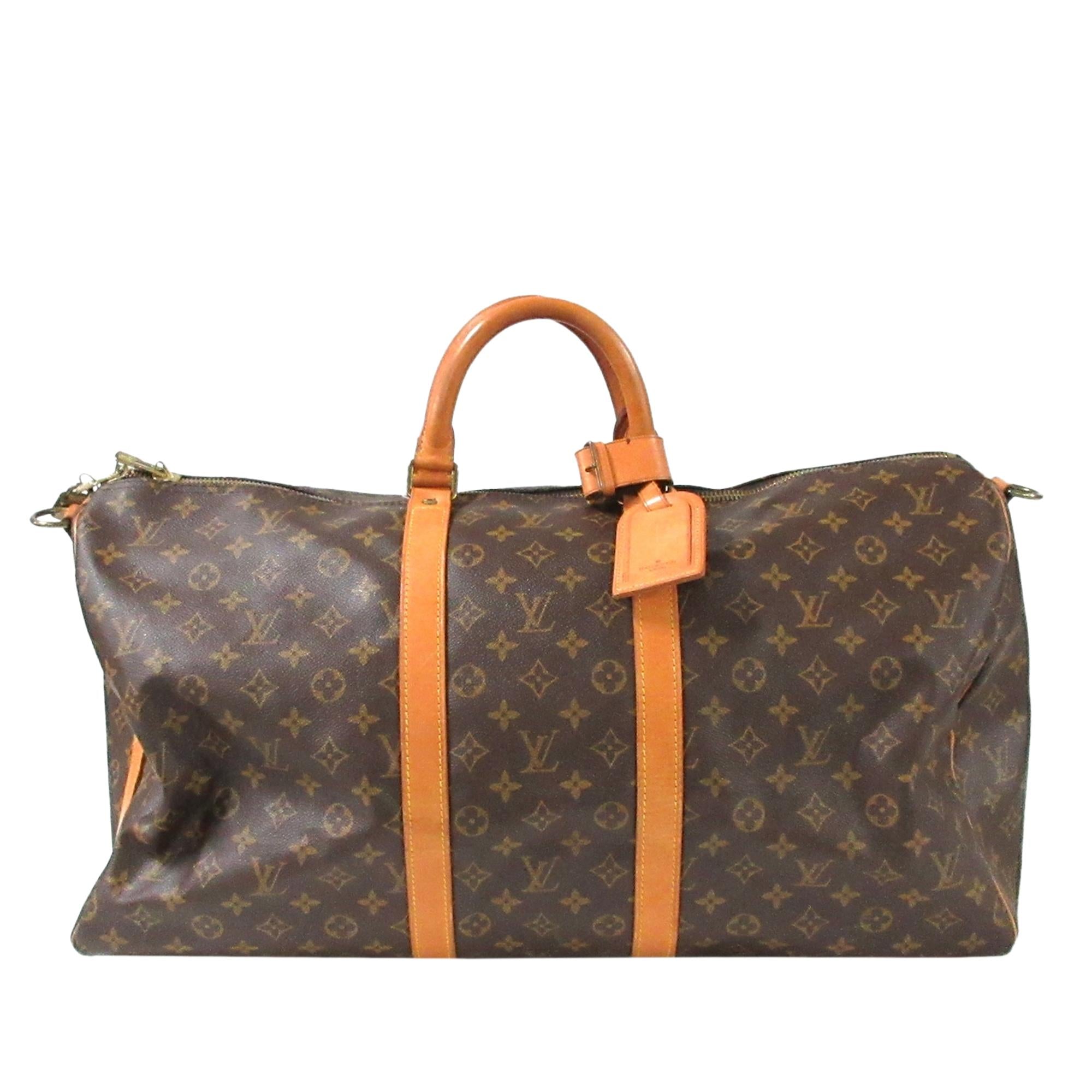 Louis Vuitton Monogram Keepall Bandouliere 55 (SHG-36450)