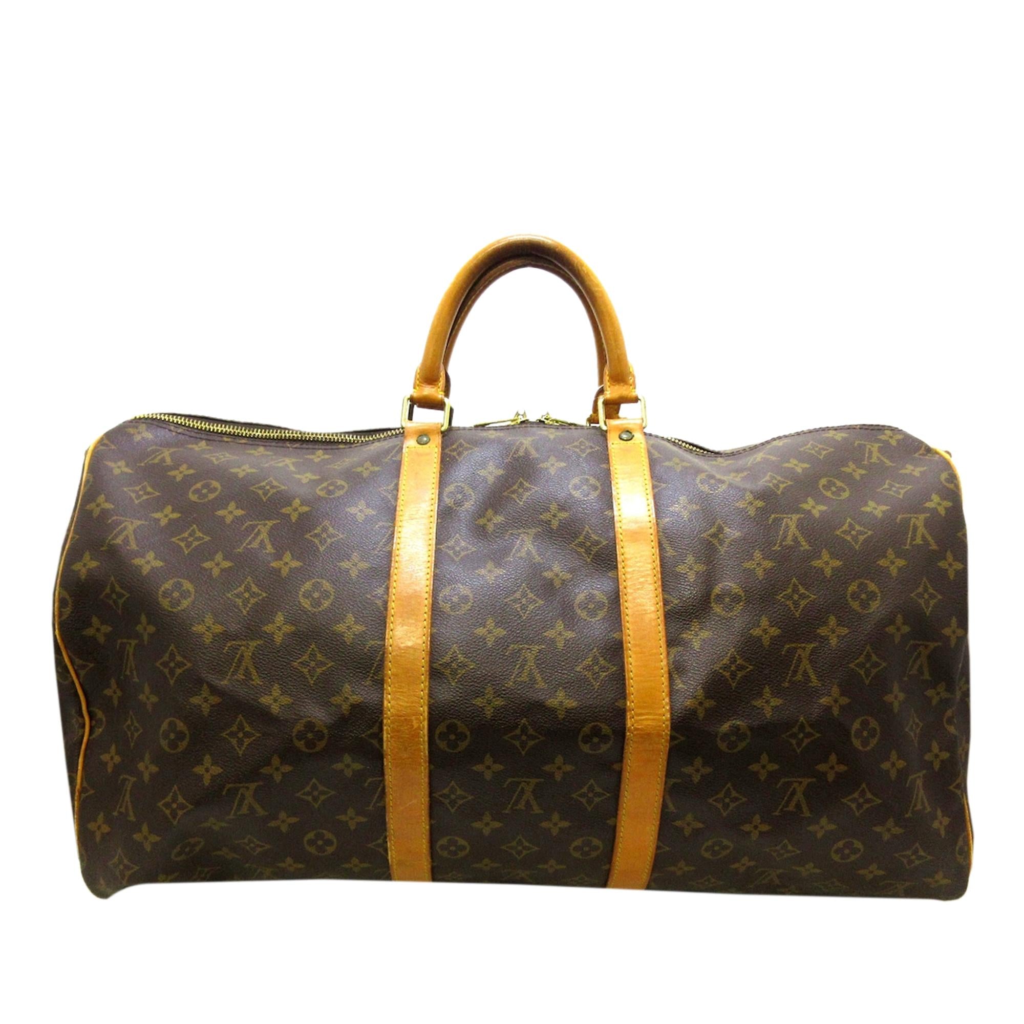Louis Vuitton Monogram Keepall Bandouliere 55 (SHG-36468)
