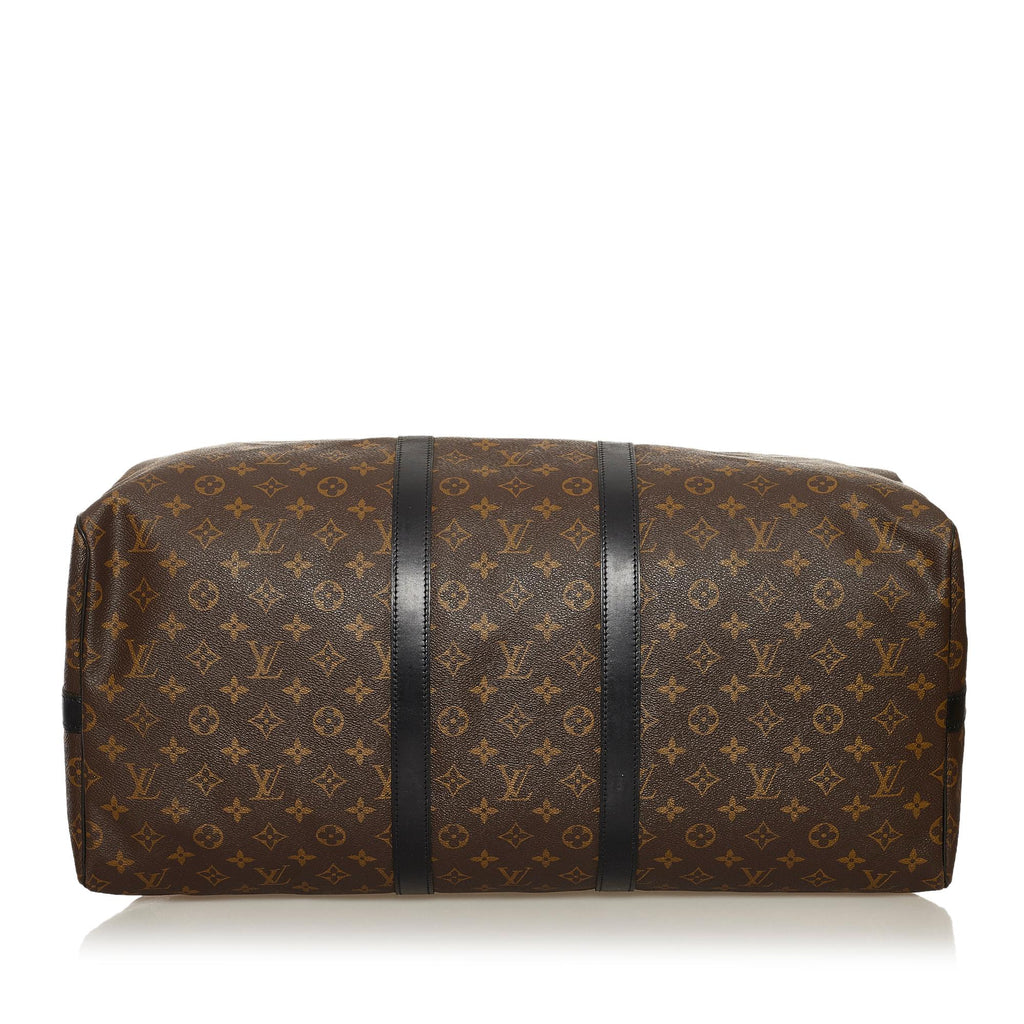 Louis Vuitton Monogram Macassar Keepall Bandouliere 55 (SHG-34578)