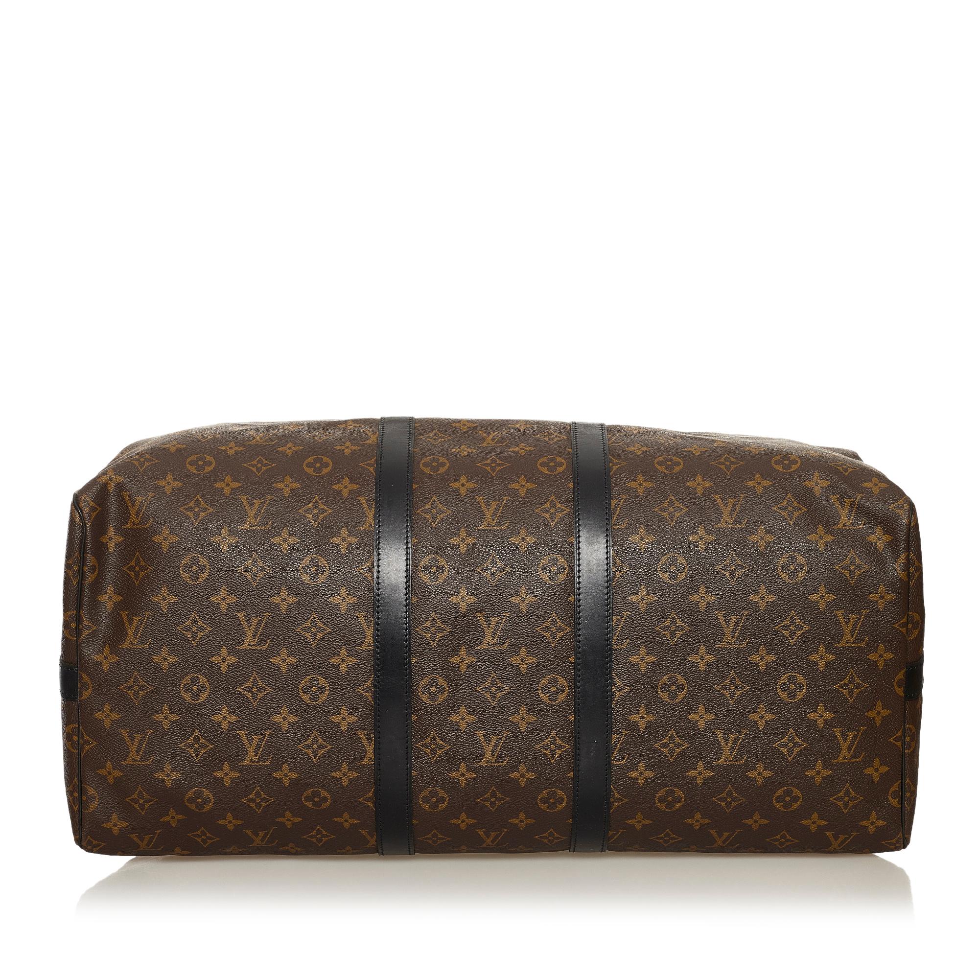 Louis Vuitton Monogram Macassar Keepall Bandouliere 55 (SHG-34578)