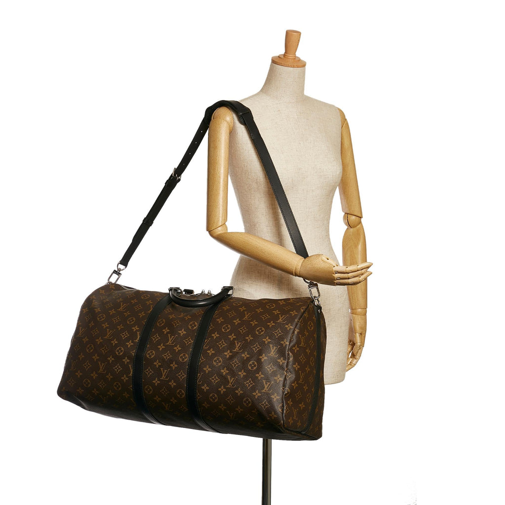 Louis Vuitton Monogram Macassar Keepall Bandouliere 55 (SHG-34578)