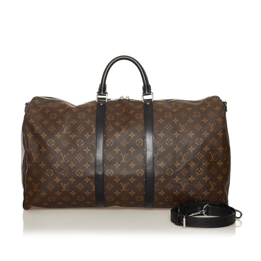 Louis Vuitton Monogram Macassar Keepall Bandouliere 55 (SHG-34578)
