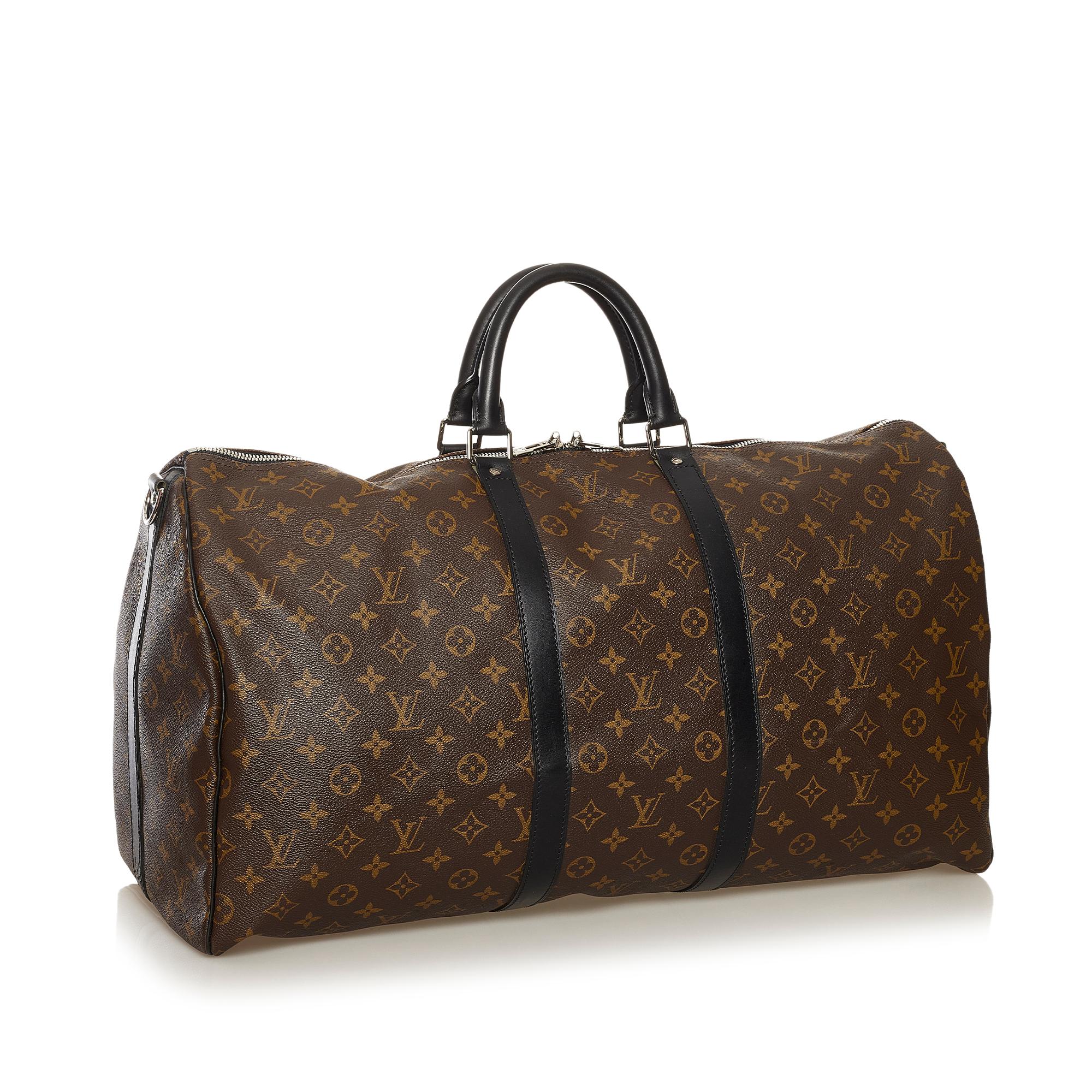 Louis Vuitton Monogram Macassar Keepall Bandouliere 55 (SHG-34578)
