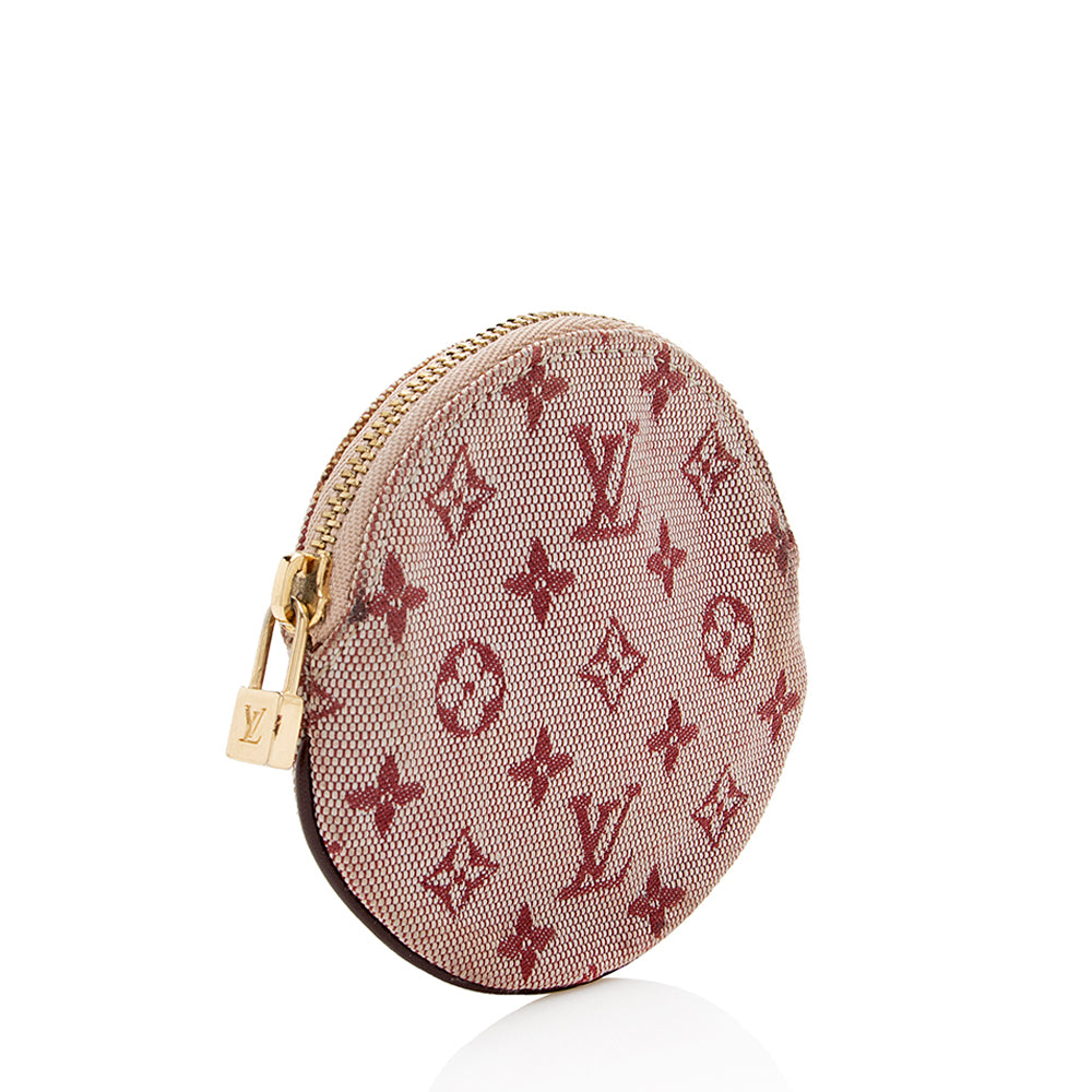 Louis Vuitton Monogram Mini Lin Round Coin Pouch (SHF-18467)
