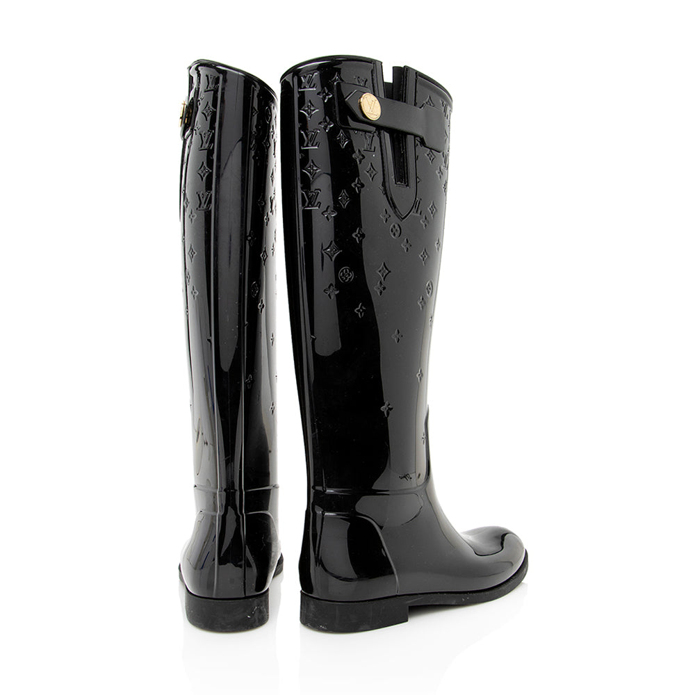 Louis Vuitton Monogram Rubber High Drops Rain Boots - Size 6 / 36 (SHF-20213)