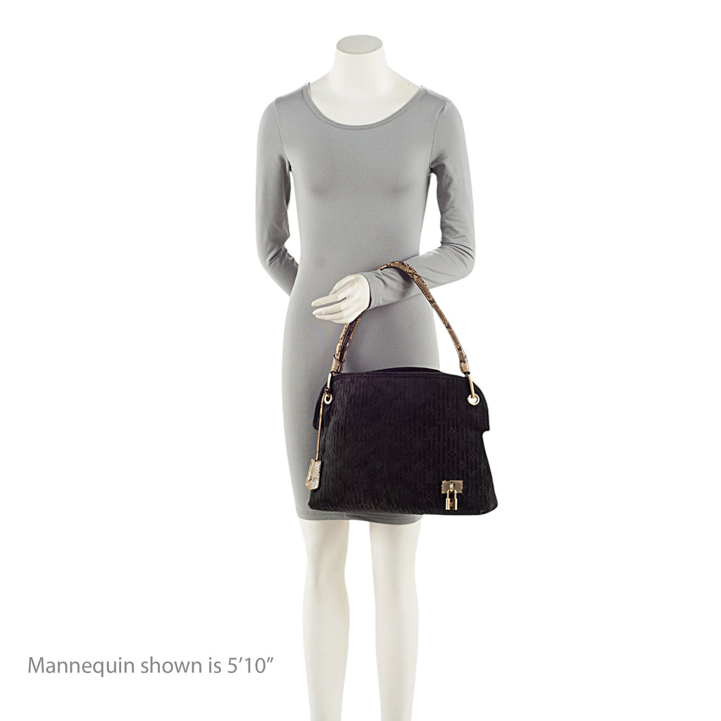 Louis Vuitton Monogram Embossed Suede Python Wish Bag