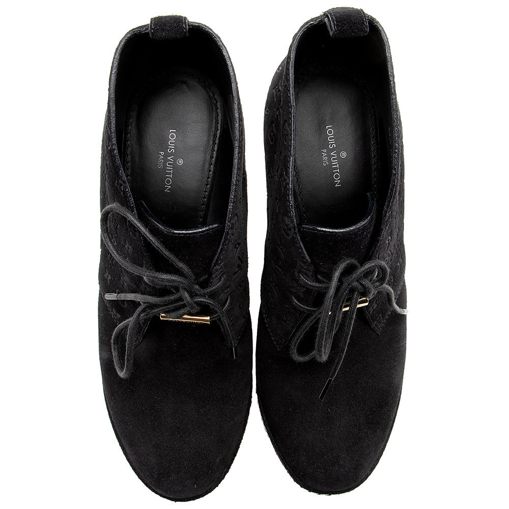 Louis Vuitton Monogram Suede Lace Up Boots - Size 6 / 36 (SHF-16788)