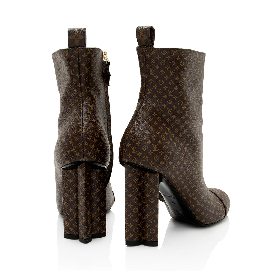 Louis Vuitton Nano Monogram Canvas Silhouette Ankle Boots - Size 8 / 38 (SHF-iE1dMv)