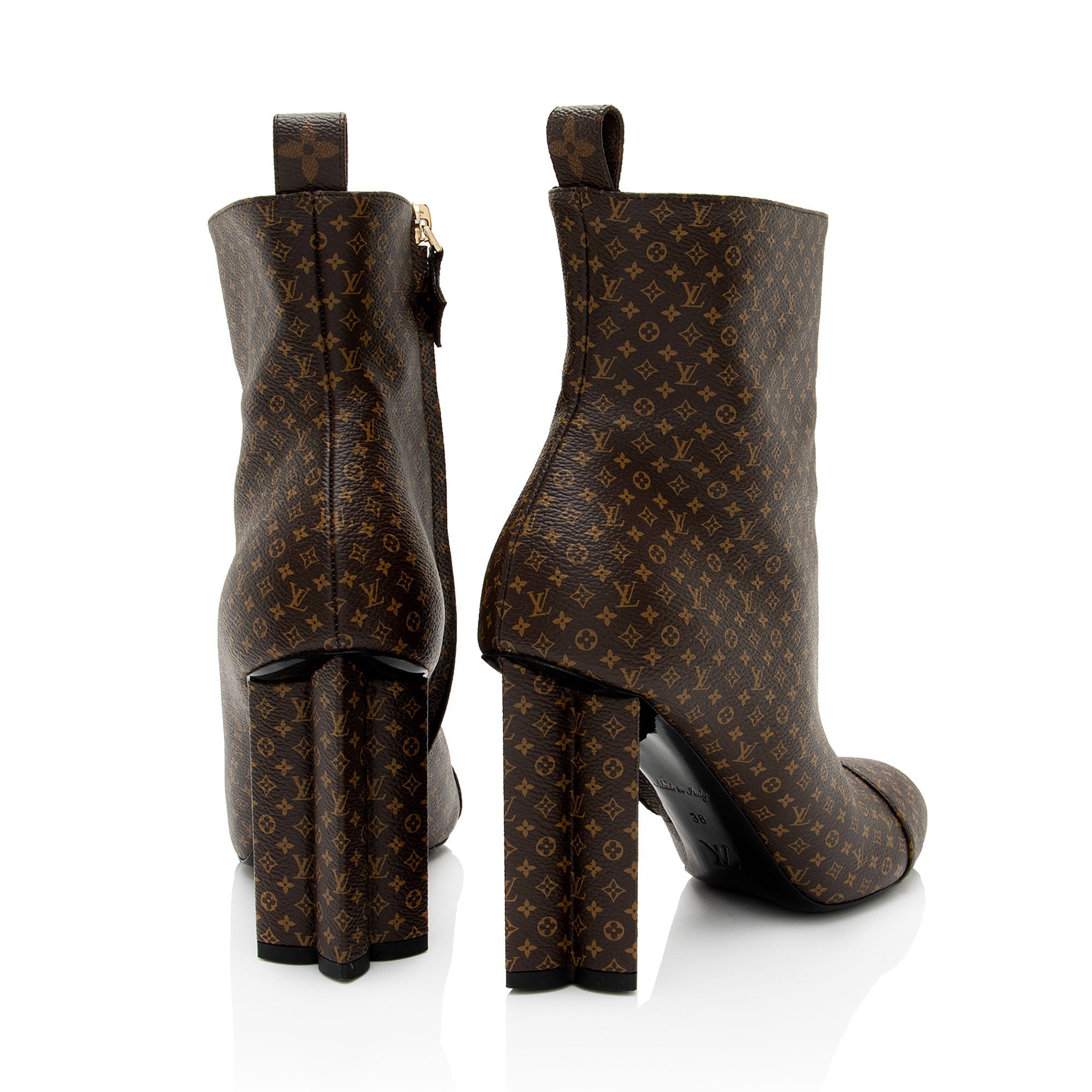 Louis Vuitton Nano Monogram Canvas Silhouette Ankle Boots - Size 8 / 38 (SHF-iE1dMv)