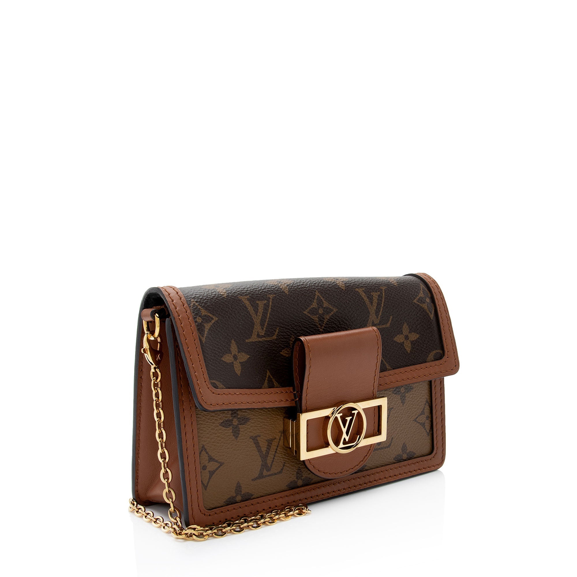 Louis Vuitton Reverse Monogram Dauphine Chain Wallet (SHF-Z8FXpO)