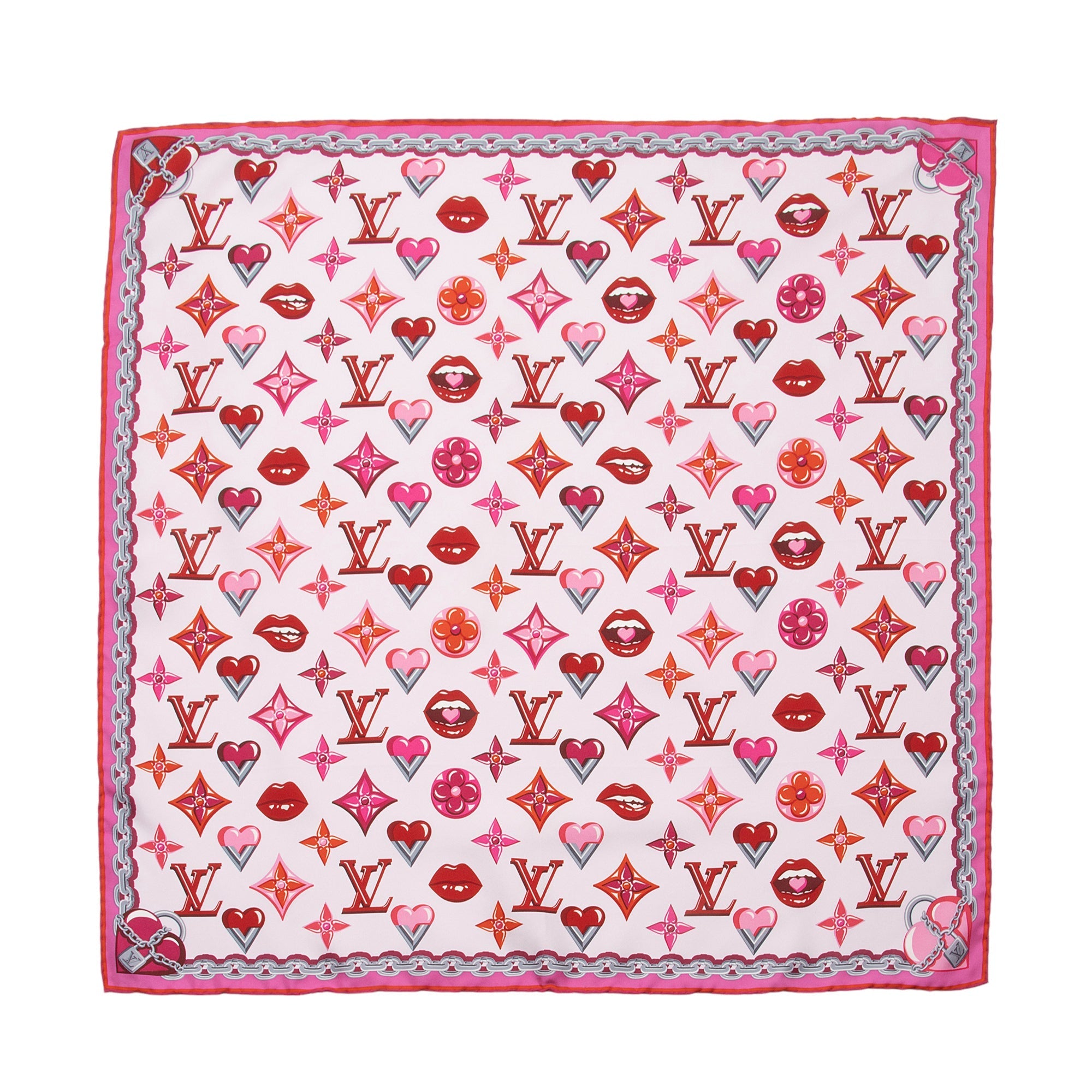 Louis Vuitton Silk Lucky Monogram Rose Pop Scarf (SHF-ml8nmP)