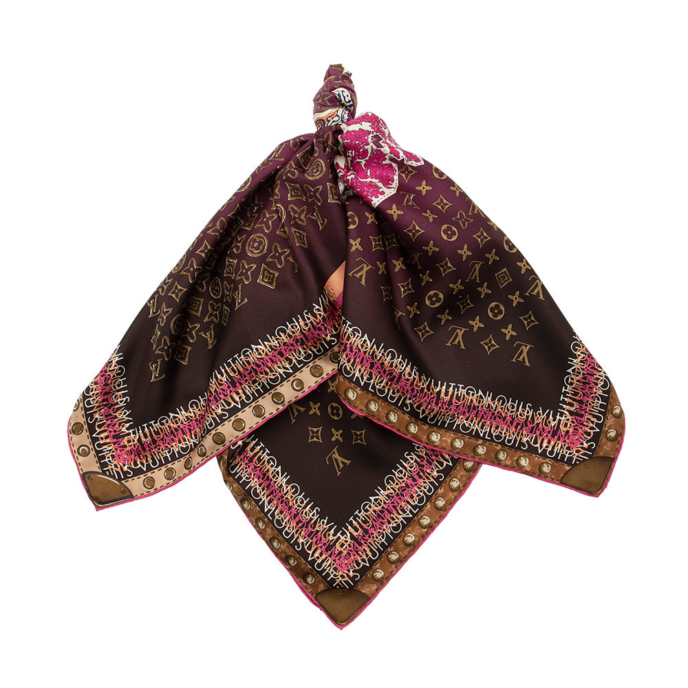 Louis Vuitton Silk Monogram Map 90cm Scarf (SHF-22138)