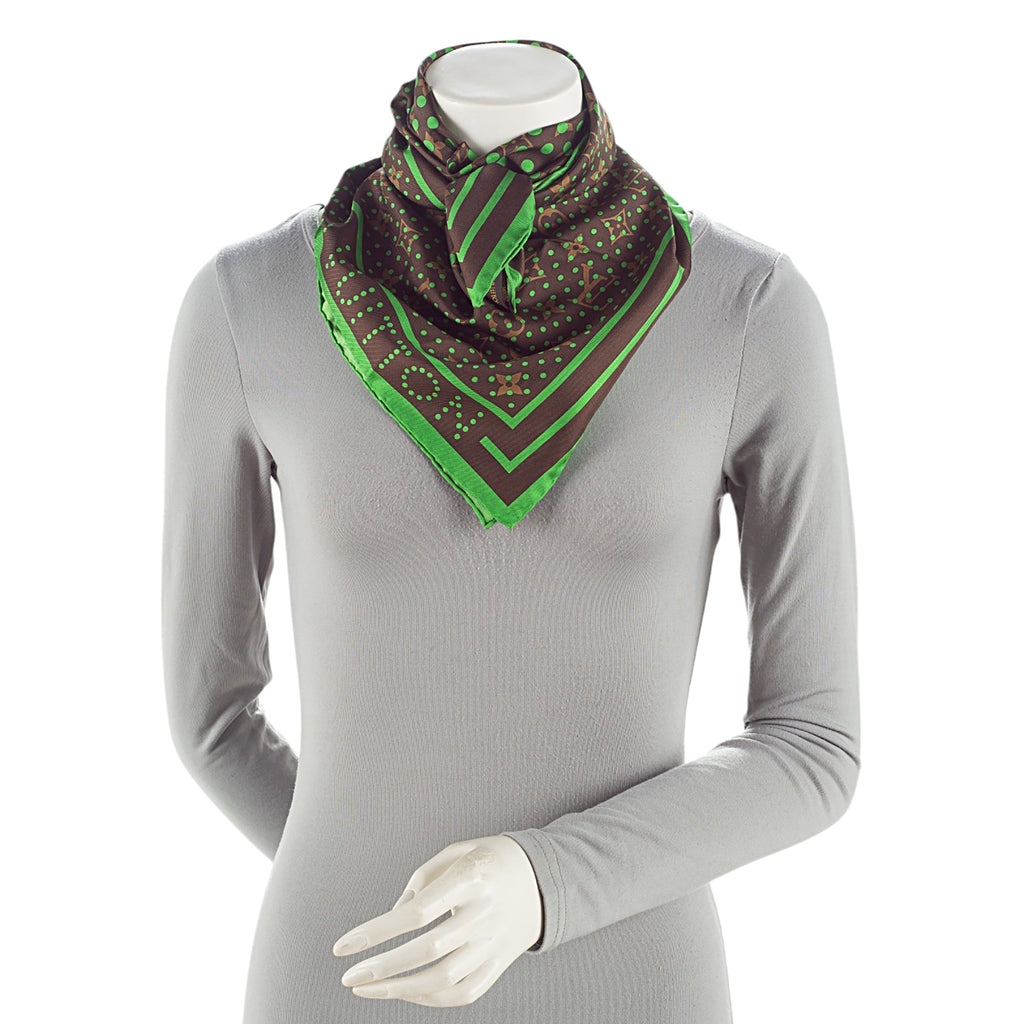 Louis Vuitton Silk Monogram Perforated 70cm Scarf (SHF-Qx0q00)