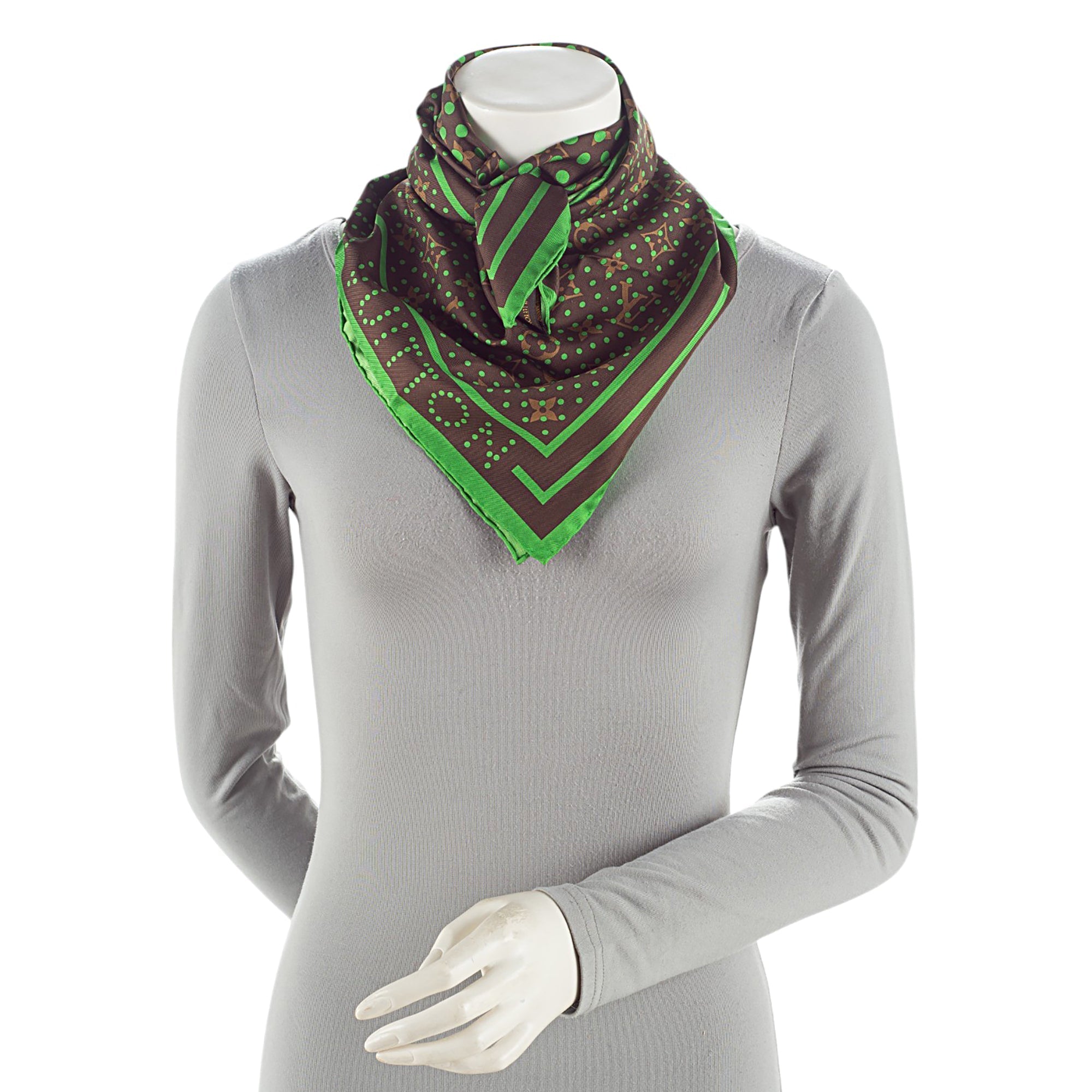 Louis Vuitton Silk Monogram Perforated 70cm Scarf (SHF-Qx0q00)